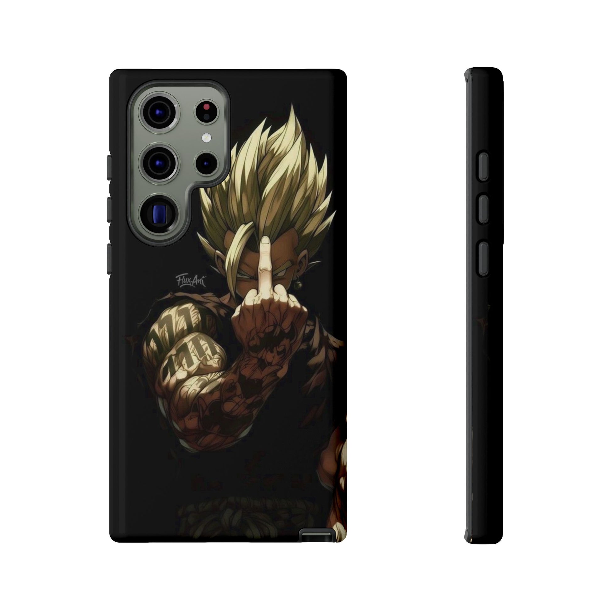 Middle Finger SS Goku Dragon Ball Z Tough Cases for iPhones, Samsung, and Pixel