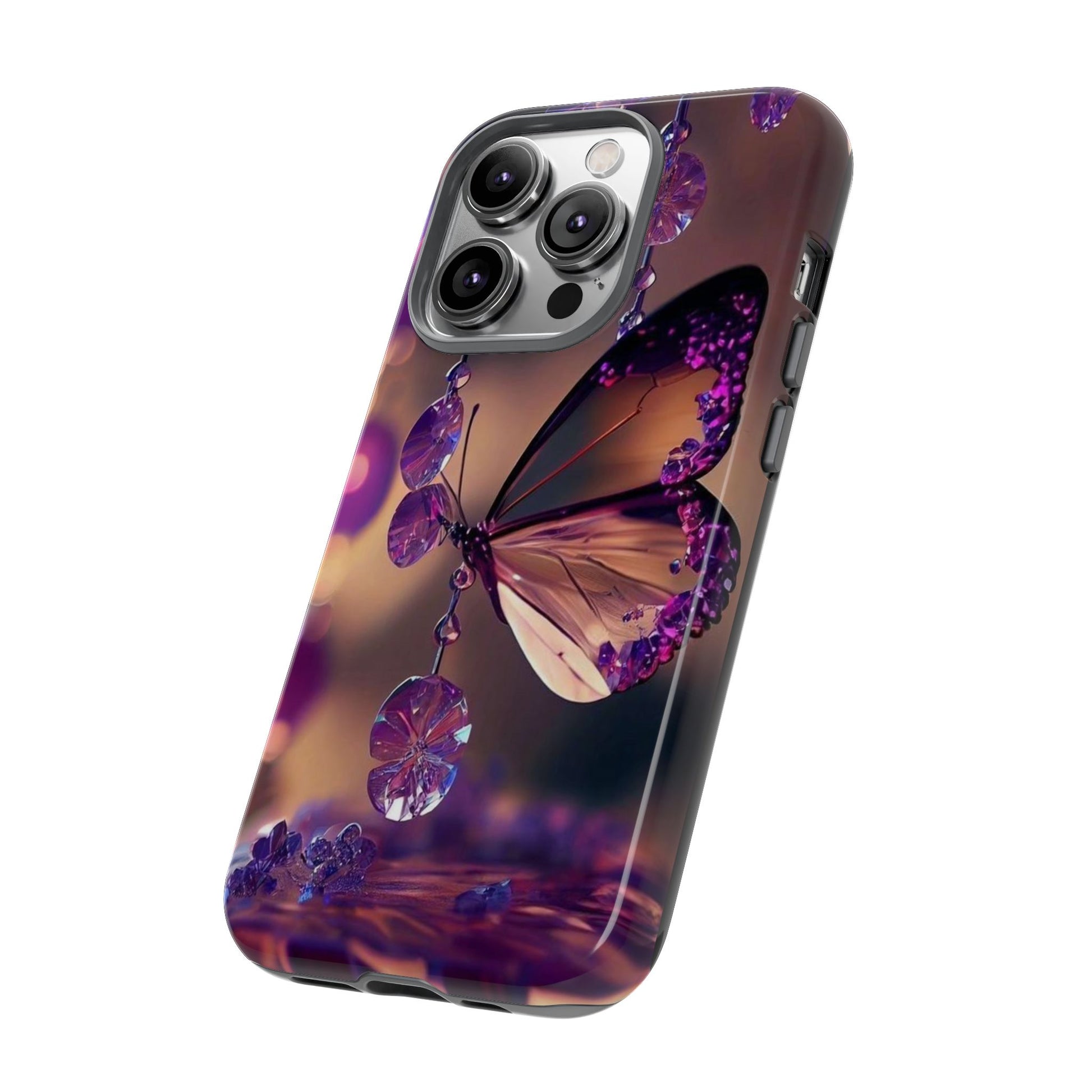 Purple Butterfly Tough Cases for iPhones, Samsung, and Pixel