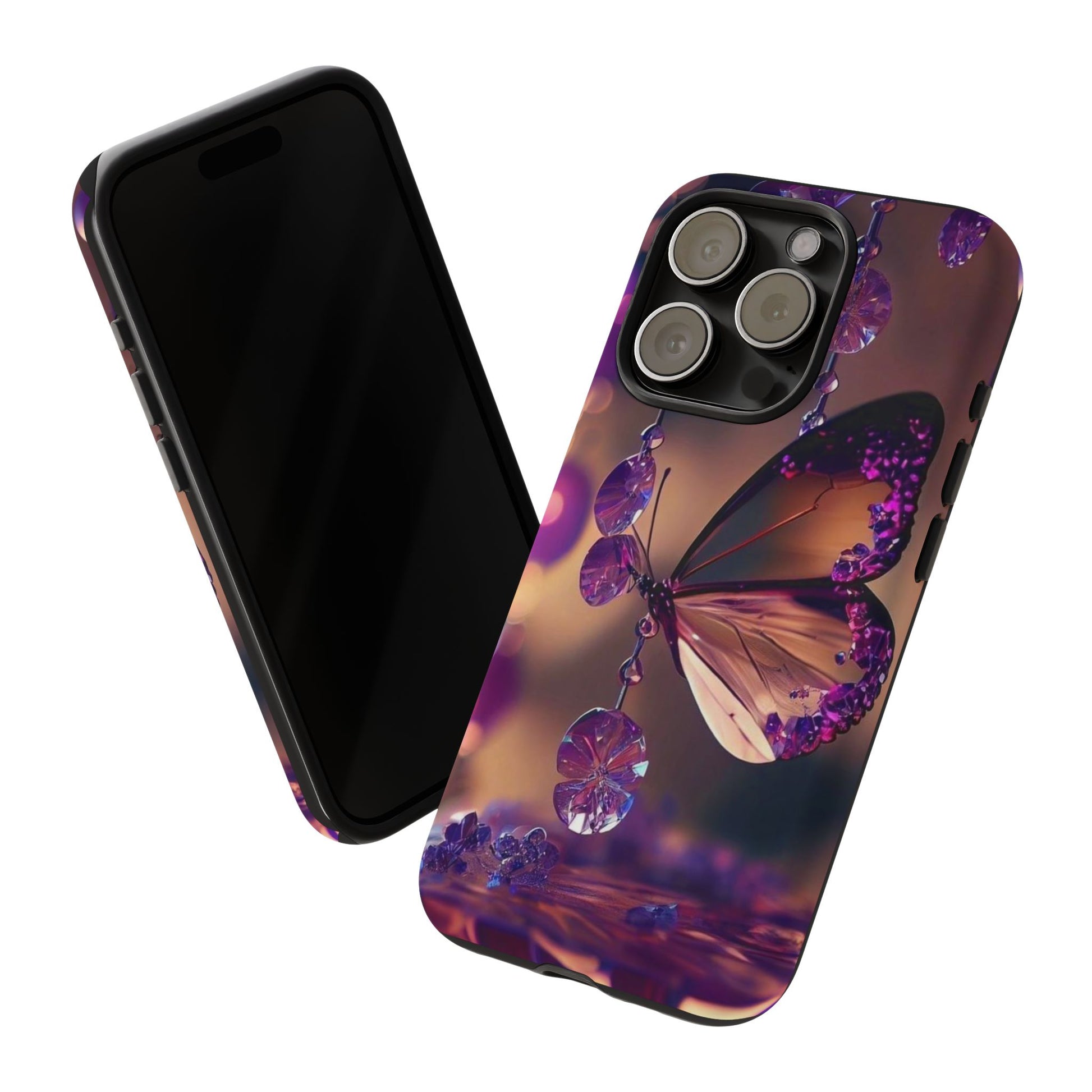 Purple Butterfly Tough Cases for iPhones, Samsung, and Pixel