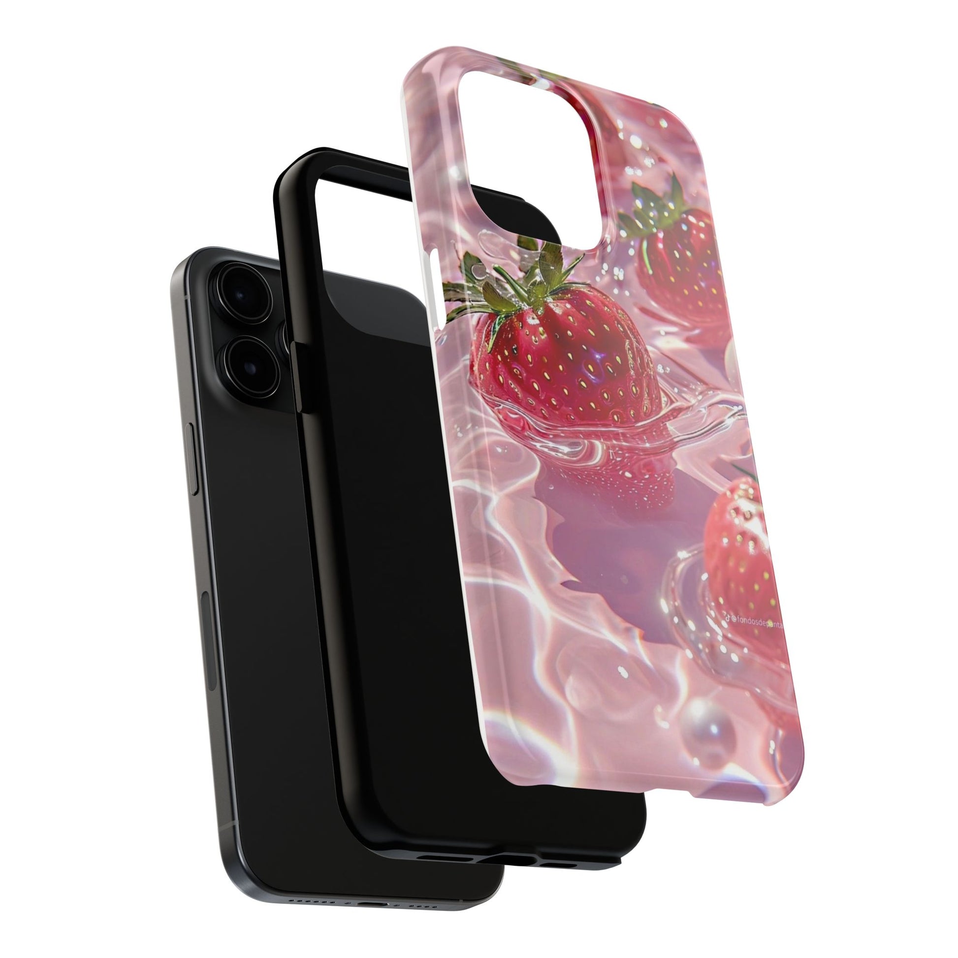 Floating Strawberries Themed Tough Phone Cases for Iphones & Samsung Phones