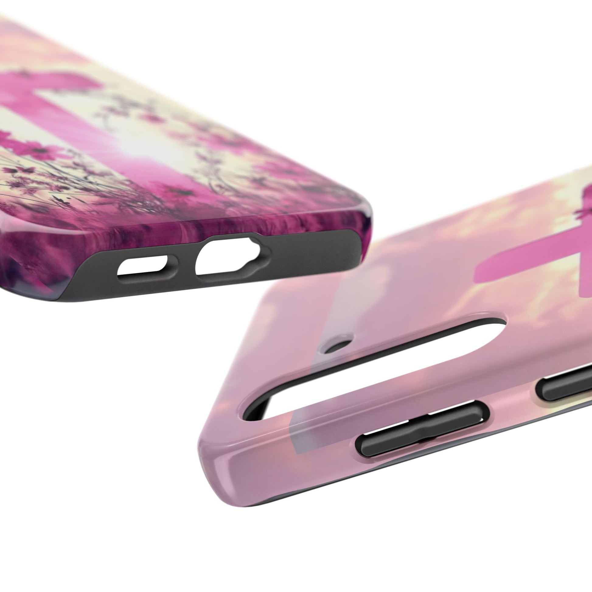 Pink Cross in Field Christian Theme Phone Cases for iPhones & Samsung Phones