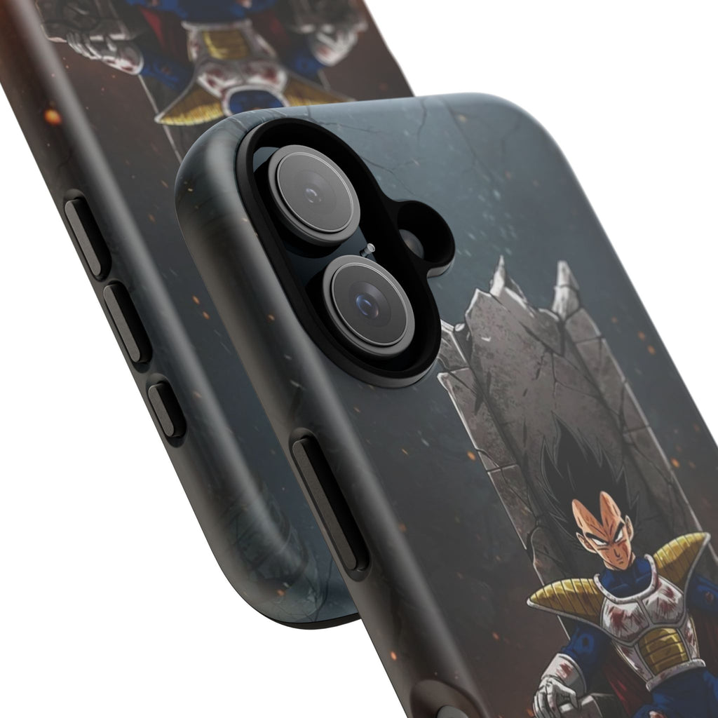 Vegeta on Throne DBZ Theme Tough Cases for iPhones, Samsung, and Pixel