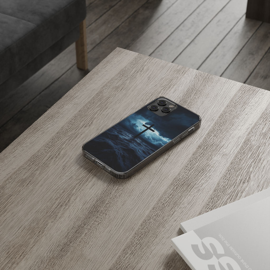 Christian Cross Storm Clear Case - Religious iPhone Samsung Cover, Faith Phone