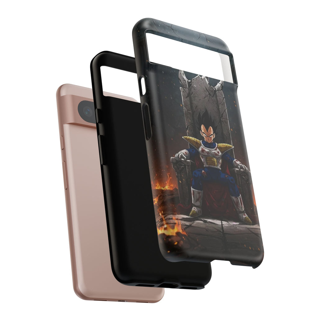 Vegeta on Throne DBZ Theme Tough Cases for iPhones, Samsung, and Pixel