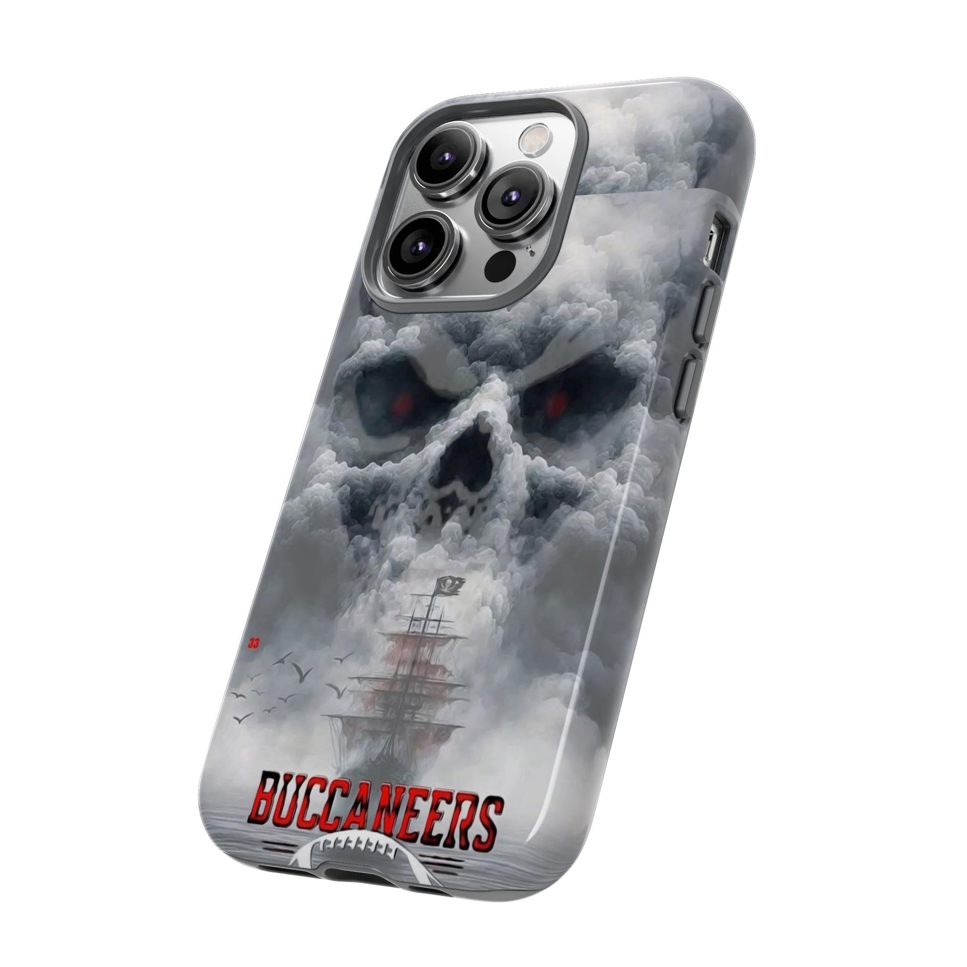 Skull Pirate Ship Football Buccaneers Tough Cases for iPhones, Samsung, and Pixel