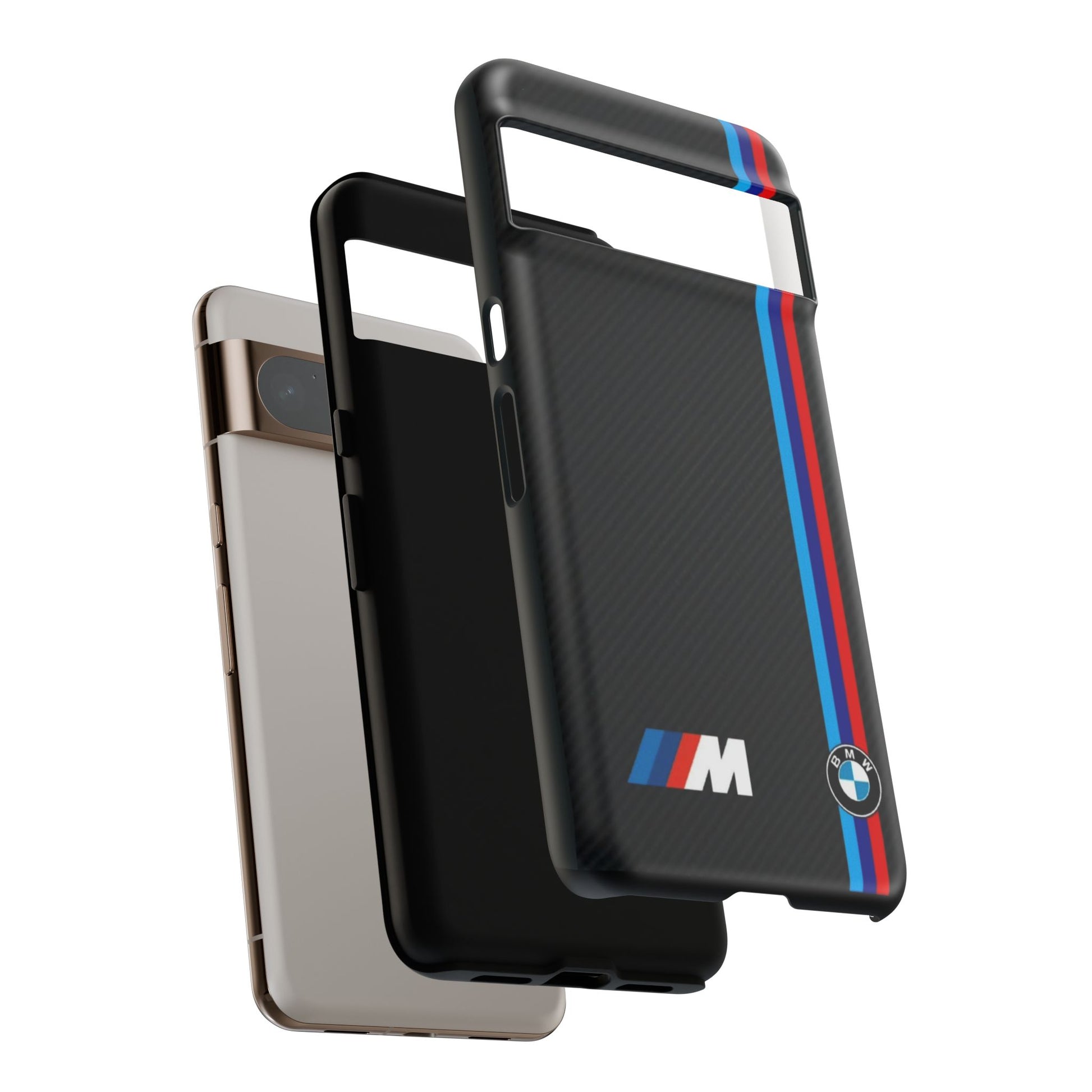 BMW M Stripes Carbon Fiber Design Tough Cases for iPhones, Samsung, and Pixel