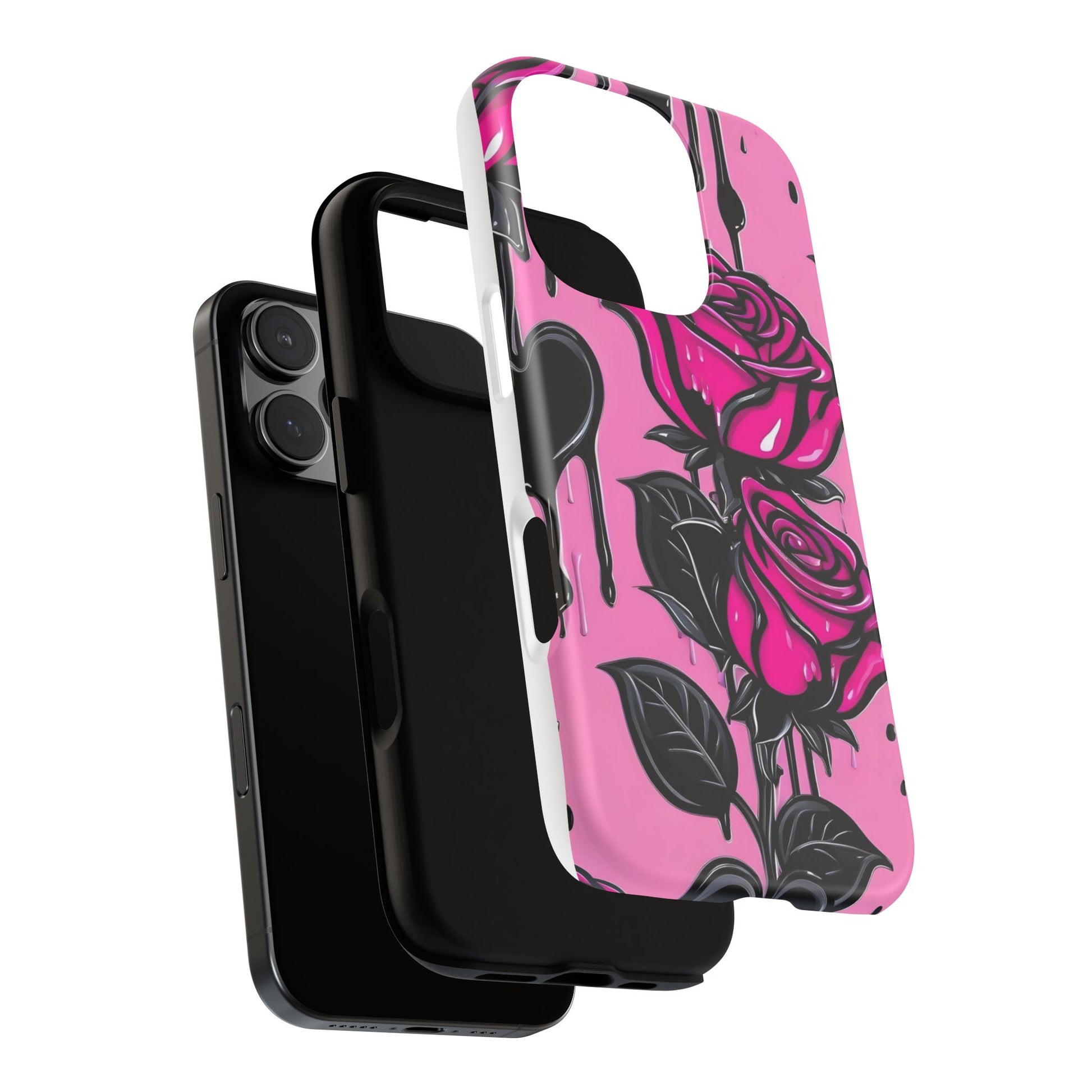 Pink Rose Tough Girly Cases for iPhones, Samsung, and Pixel