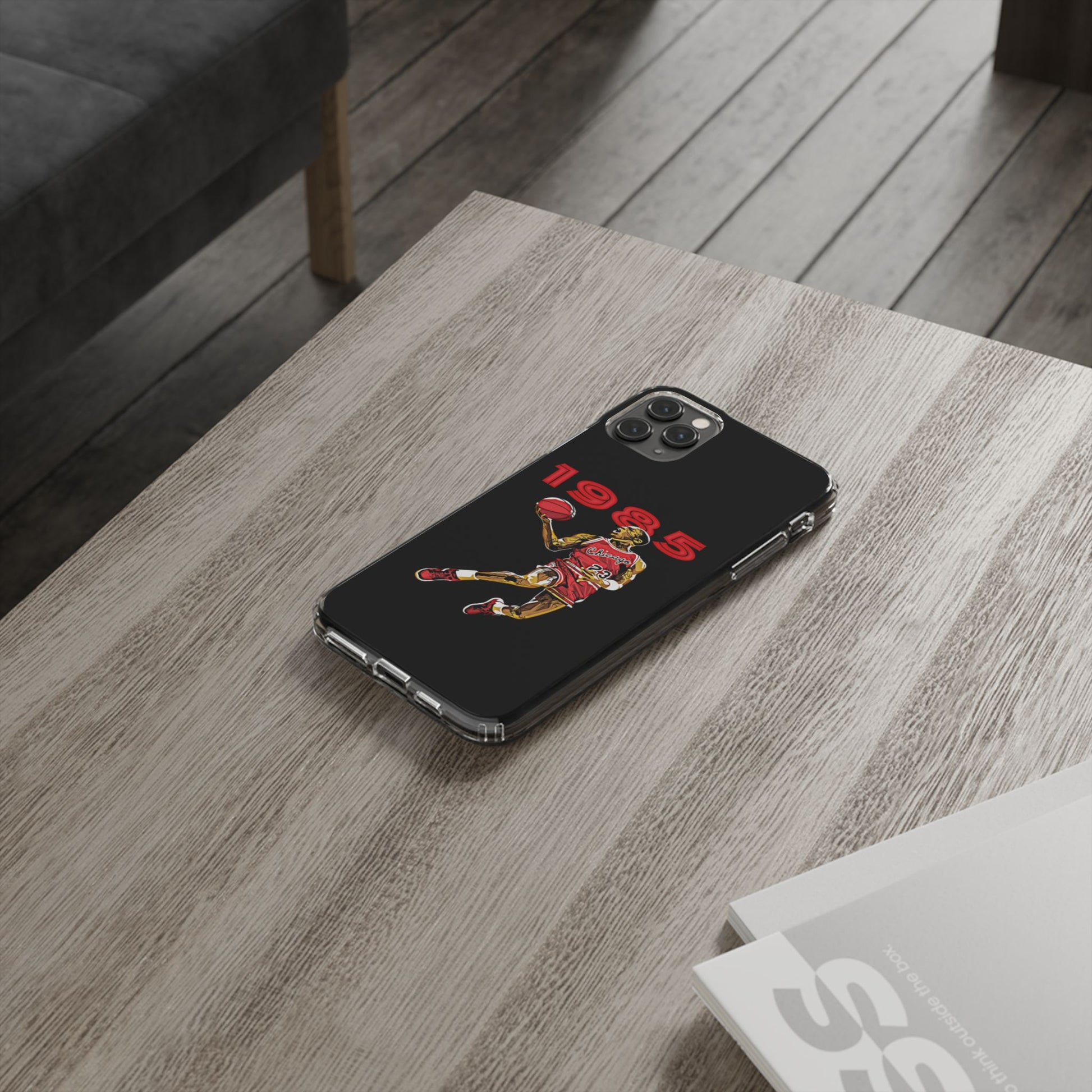 1985 Jordan Slam Dunk themed Basketball Inspired design Clear Phone Cases