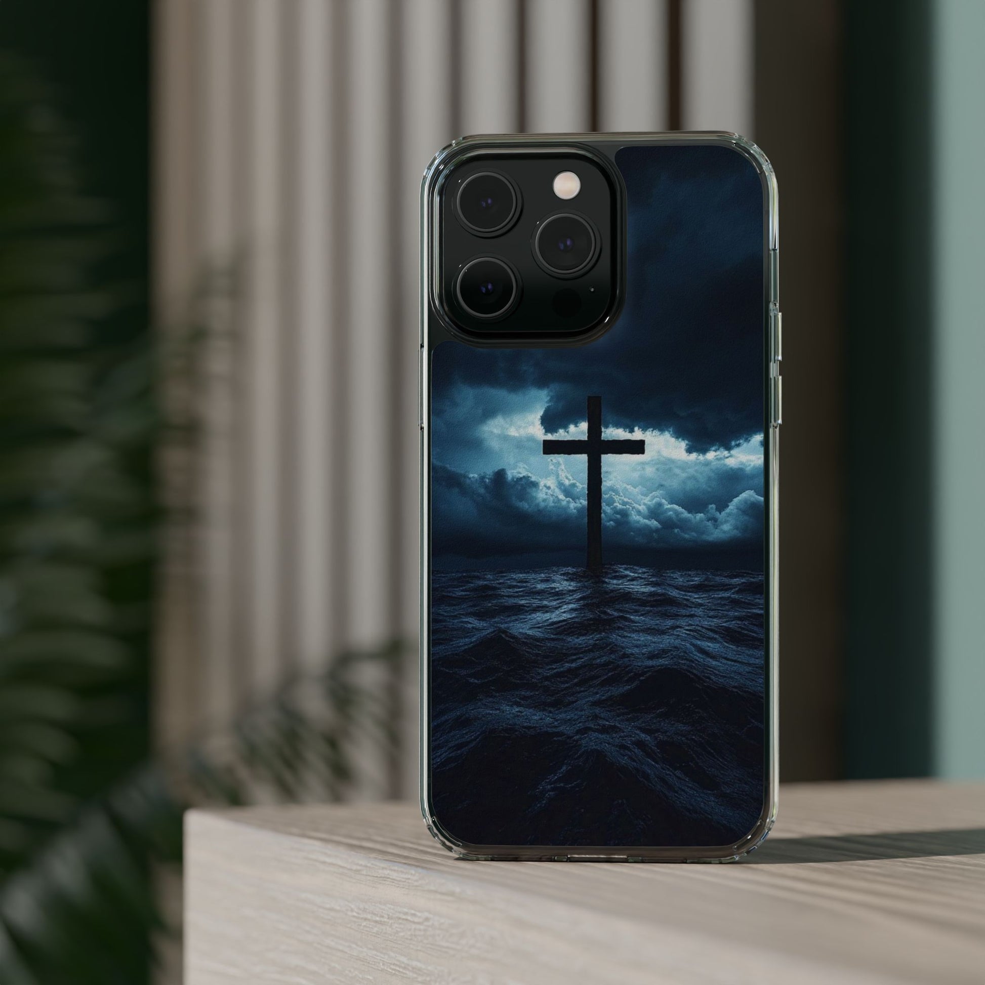 Christian Cross Storm Clear Case - Religious iPhone Samsung Cover, Faith Phone