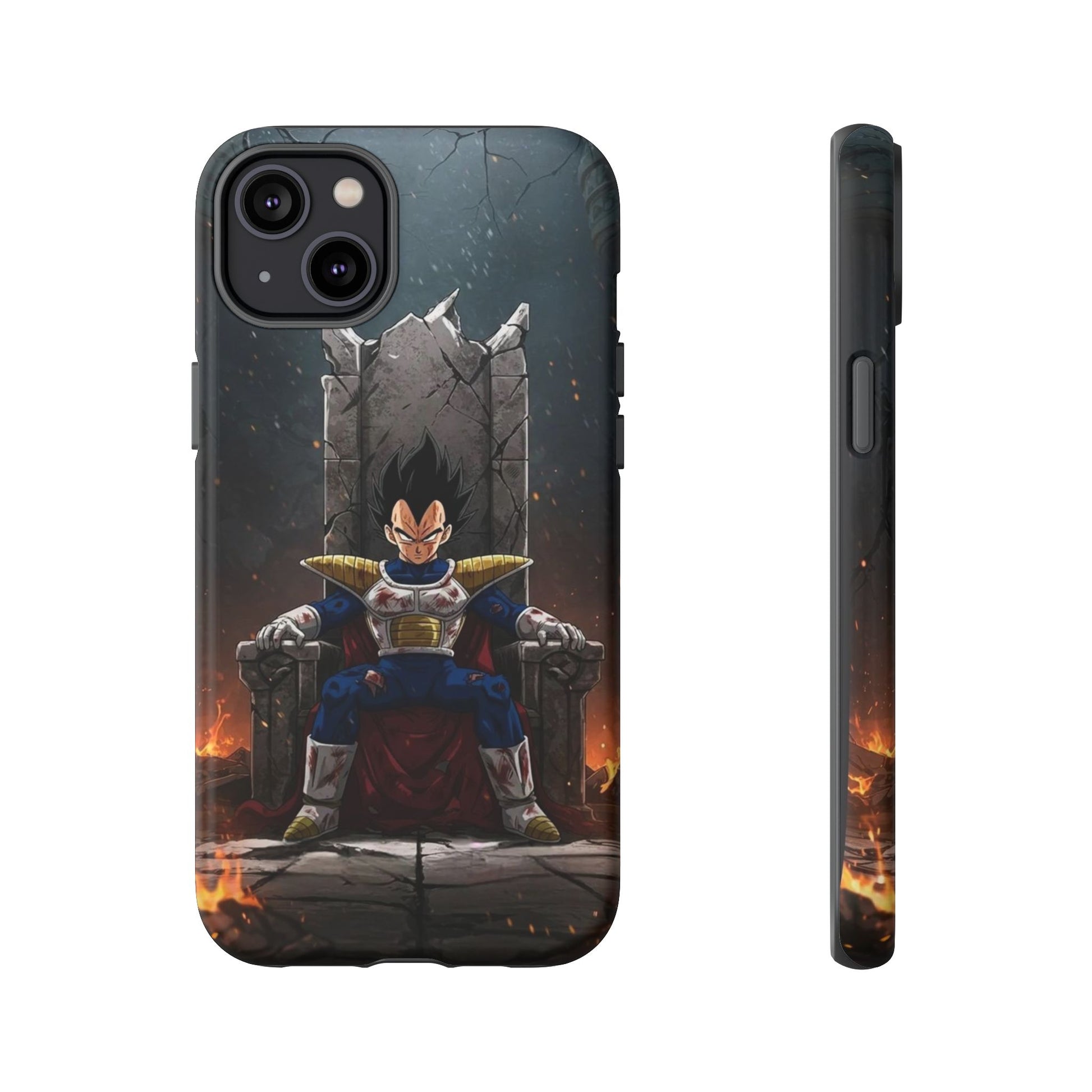 Vegeta on Throne DBZ Theme Tough Cases for iPhones, Samsung, and Pixel