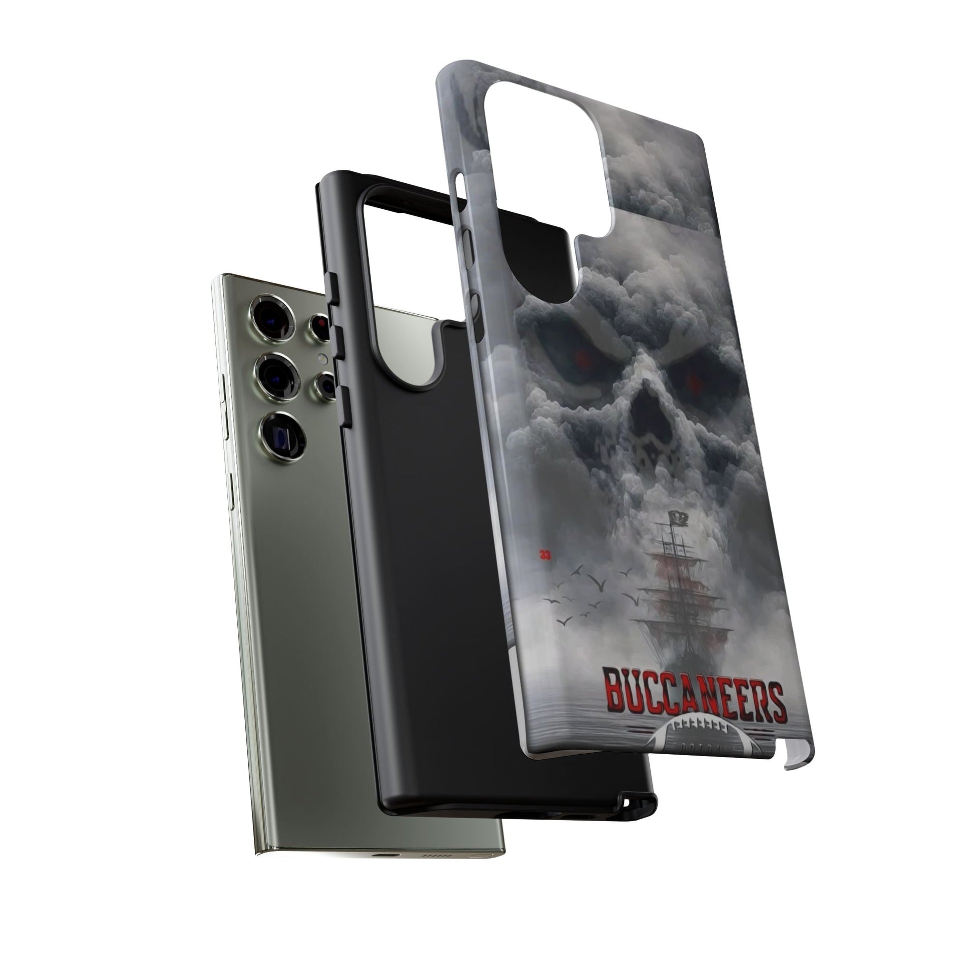 Skull Pirate Ship Football Buccaneers Tough Cases for iPhones, Samsung, and Pixel
