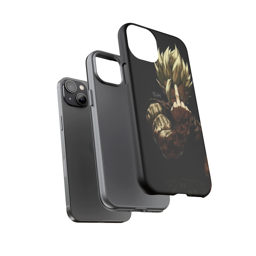 Middle Finger SS Goku Dragon Ball Z Tough Cases for iPhones, Samsung, and Pixel