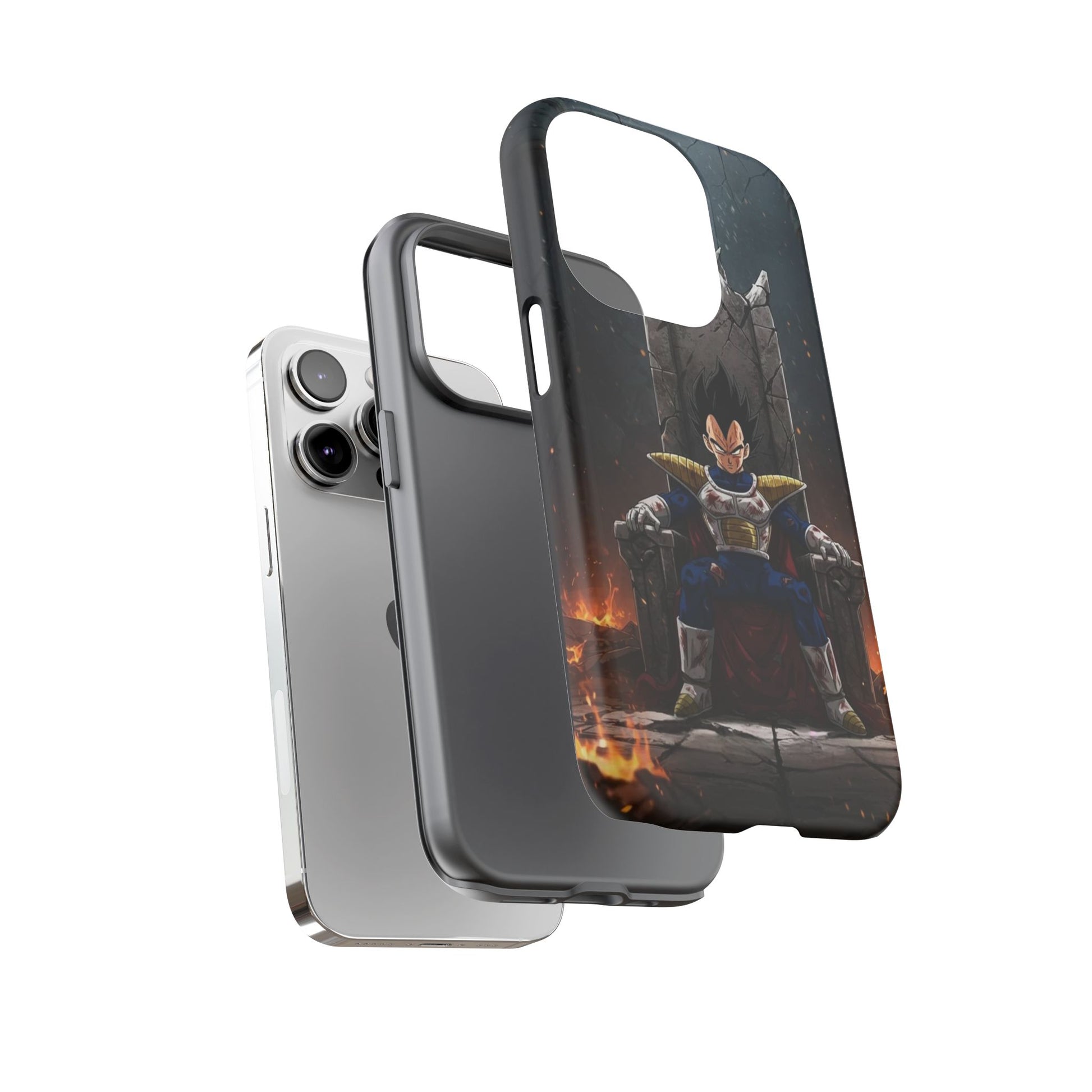 Vegeta on Throne DBZ Theme Tough Cases for iPhones, Samsung, and Pixel