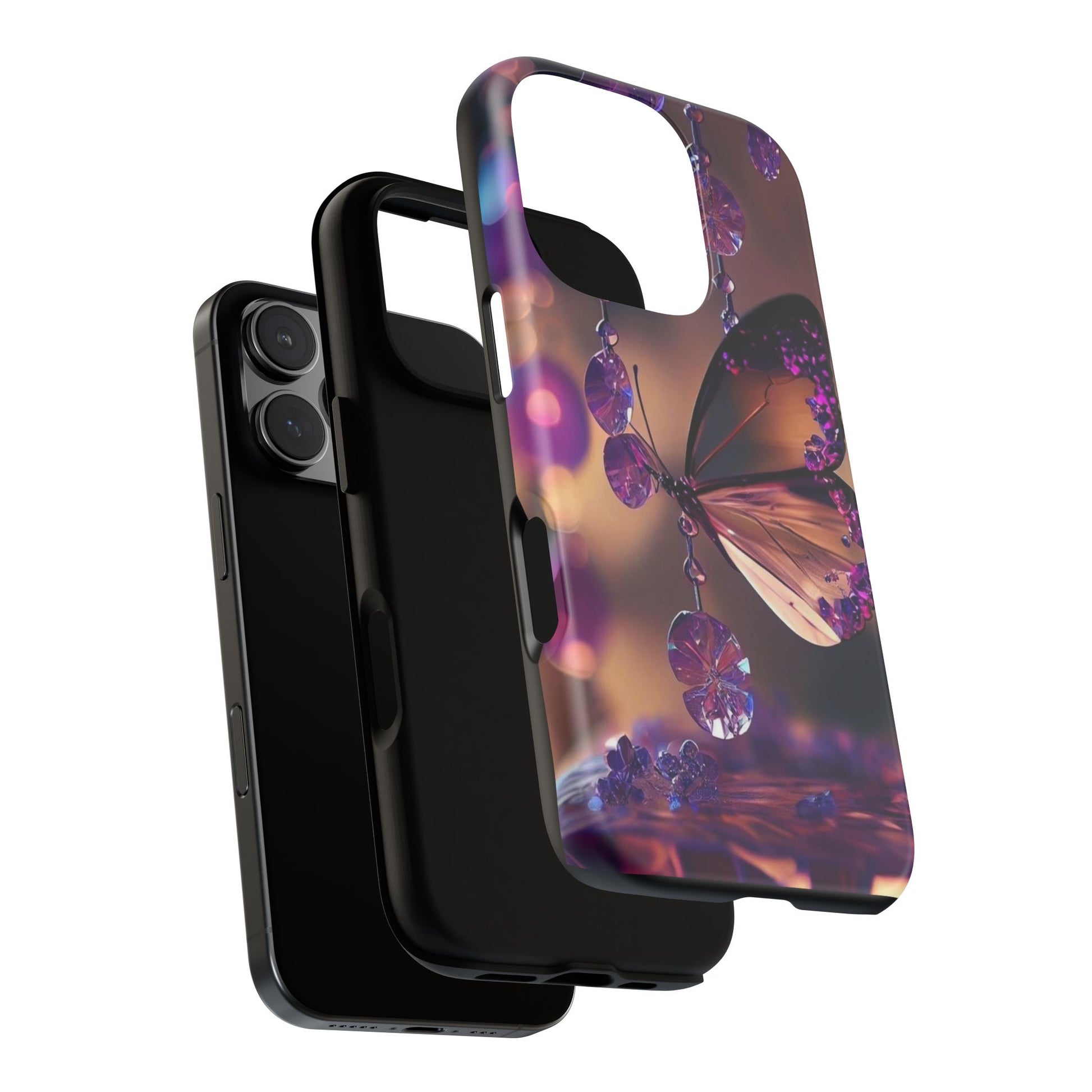 Purple Butterfly Tough Cases for iPhones, Samsung, and Pixel