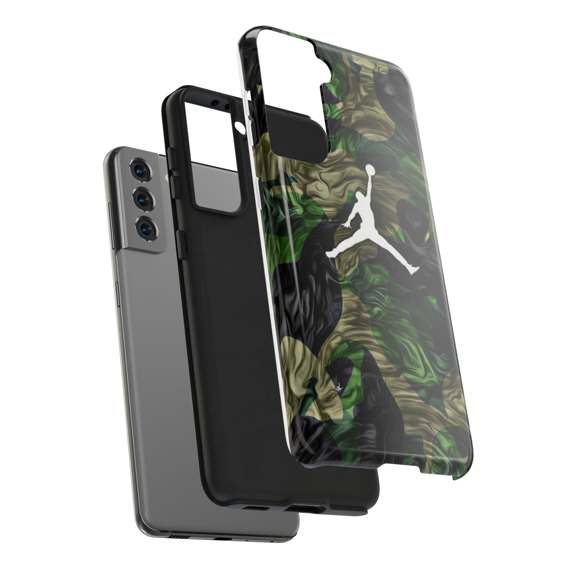 Green camouflage Jumpman Theme Phone Cases for Iphones & Samsung Phones