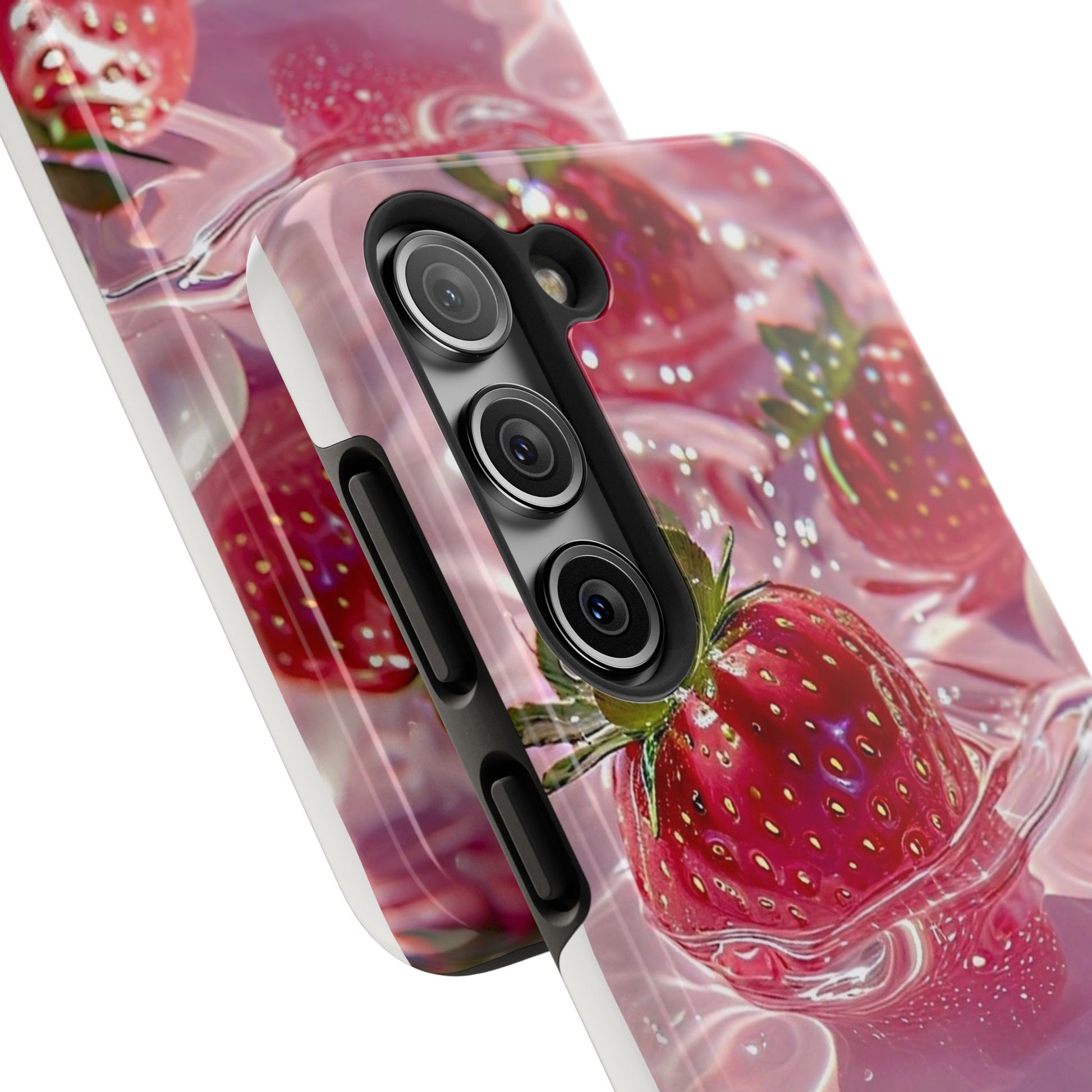 Floating Strawberries Themed Tough Phone Cases for Iphones & Samsung Phones
