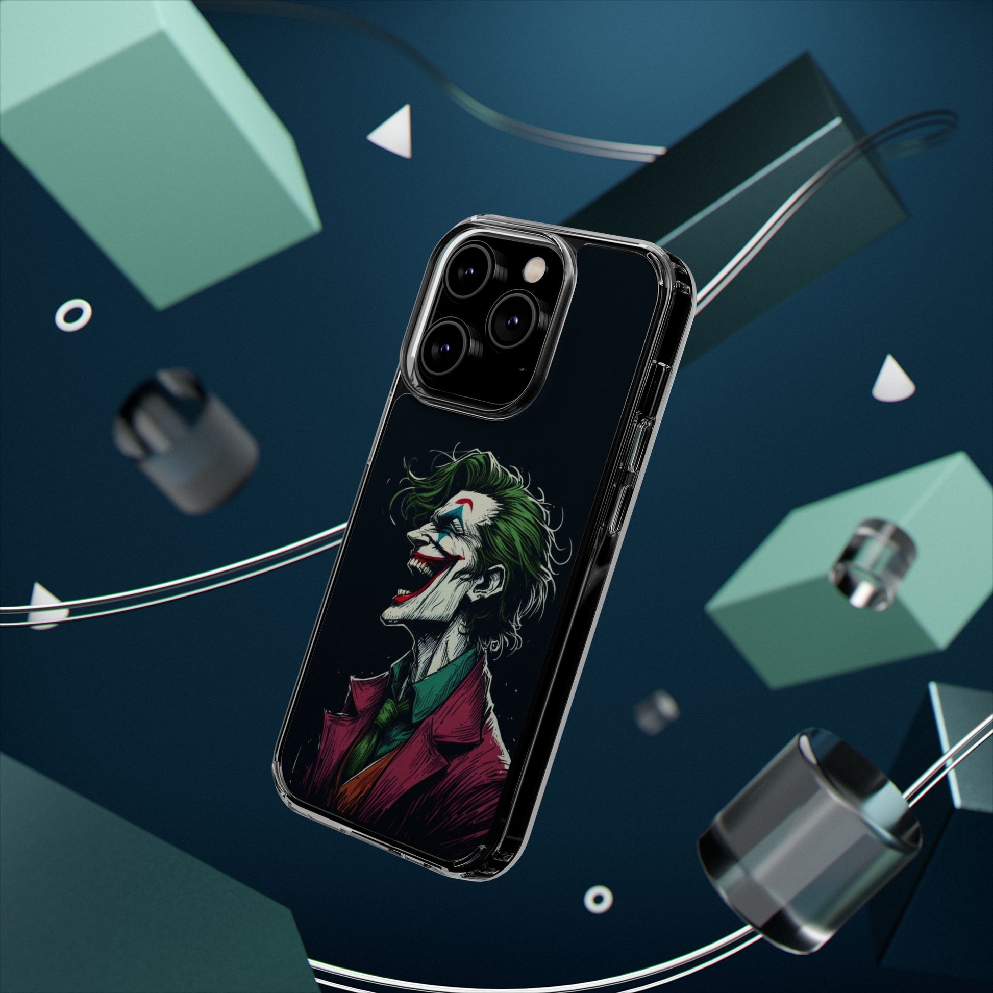 Phone Case, Comic book Inspired Design Joker Laughing, Clear Phone Cover