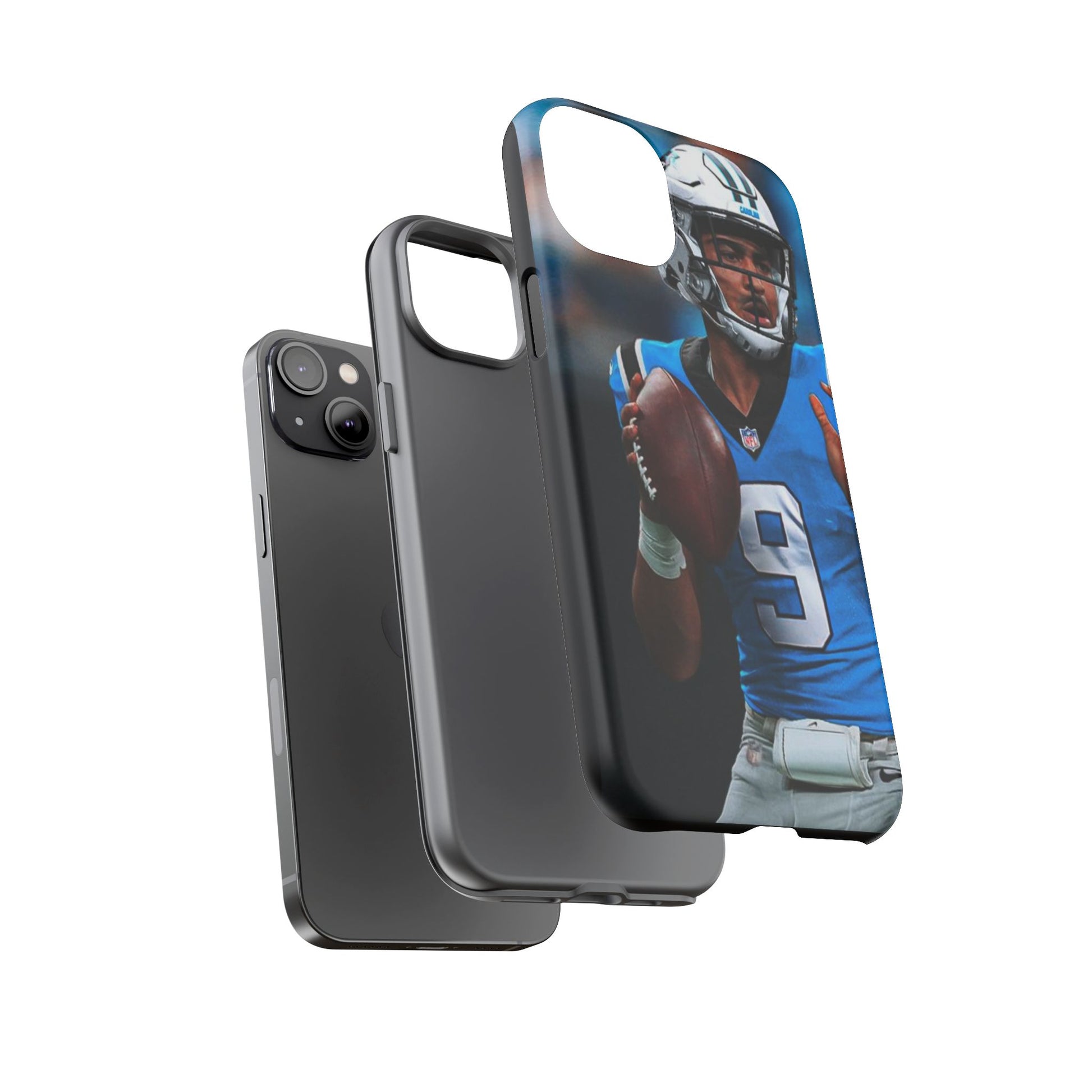 Carolina Panthers Bryce Young Football Tough Cases for iPhones, Samsung, and Pixel