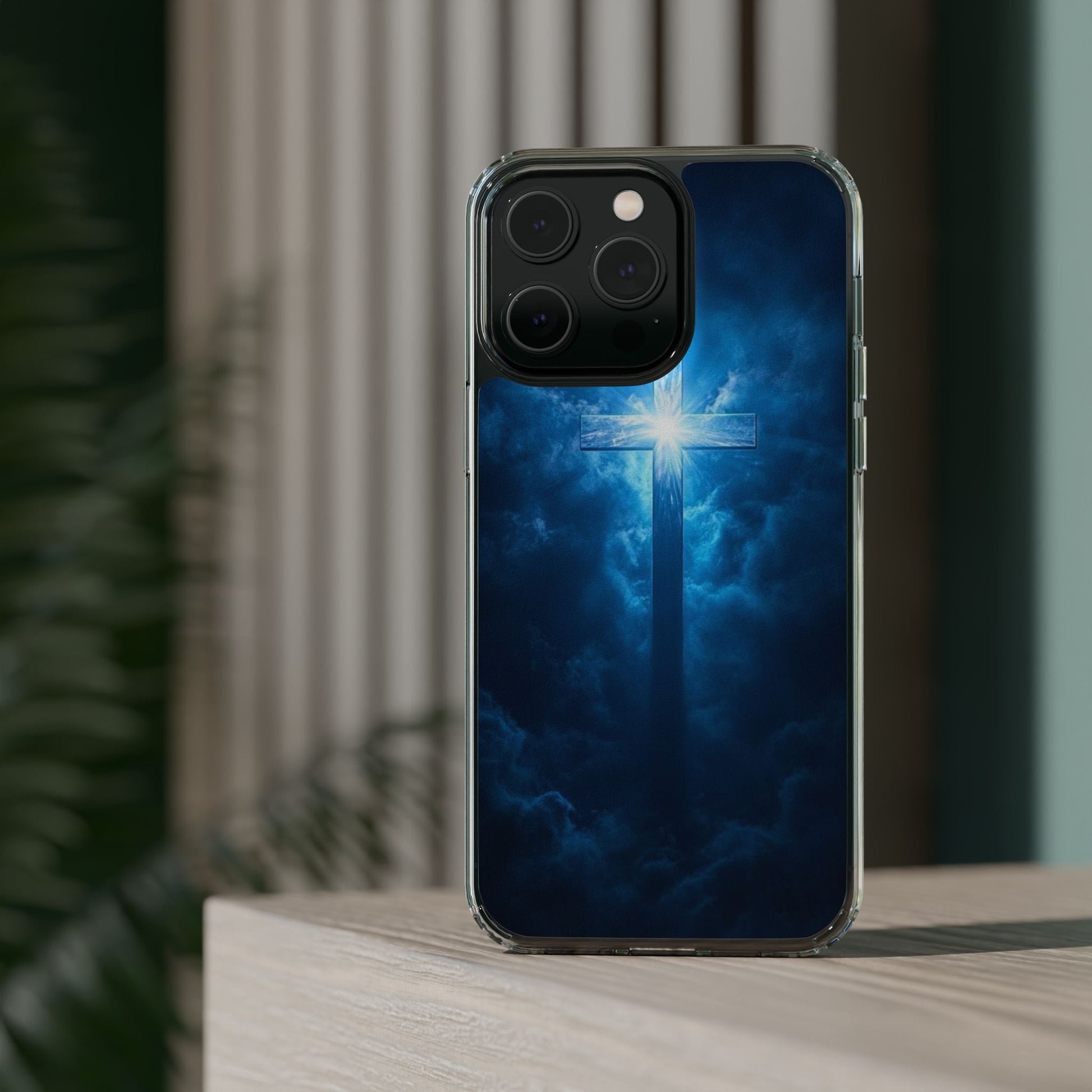 Religious Phone Case, Christian Cross in Clouds Art, Phone Accessories, Samsung
