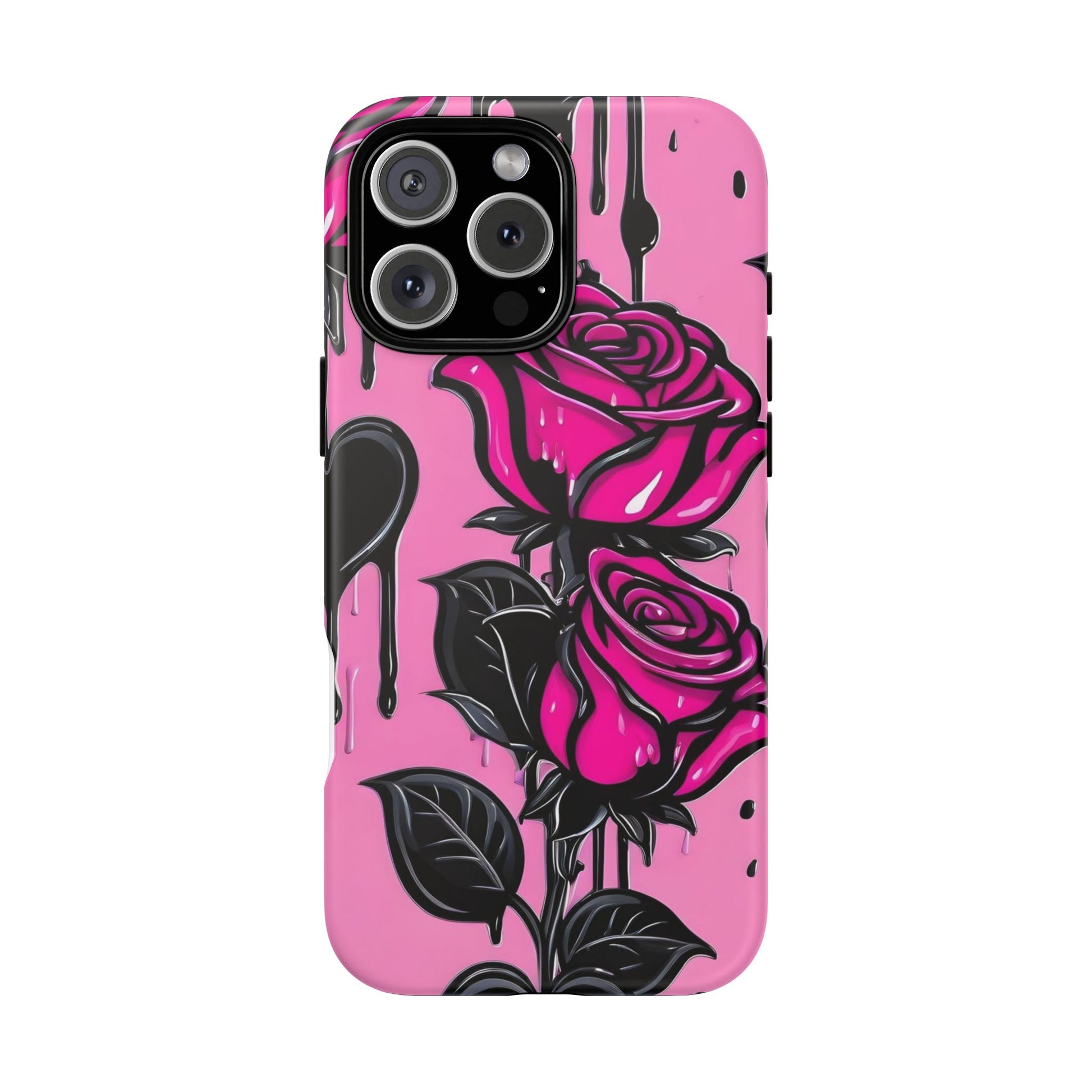 Pink Rose Tough Girly Cases for iPhones, Samsung, and Pixel