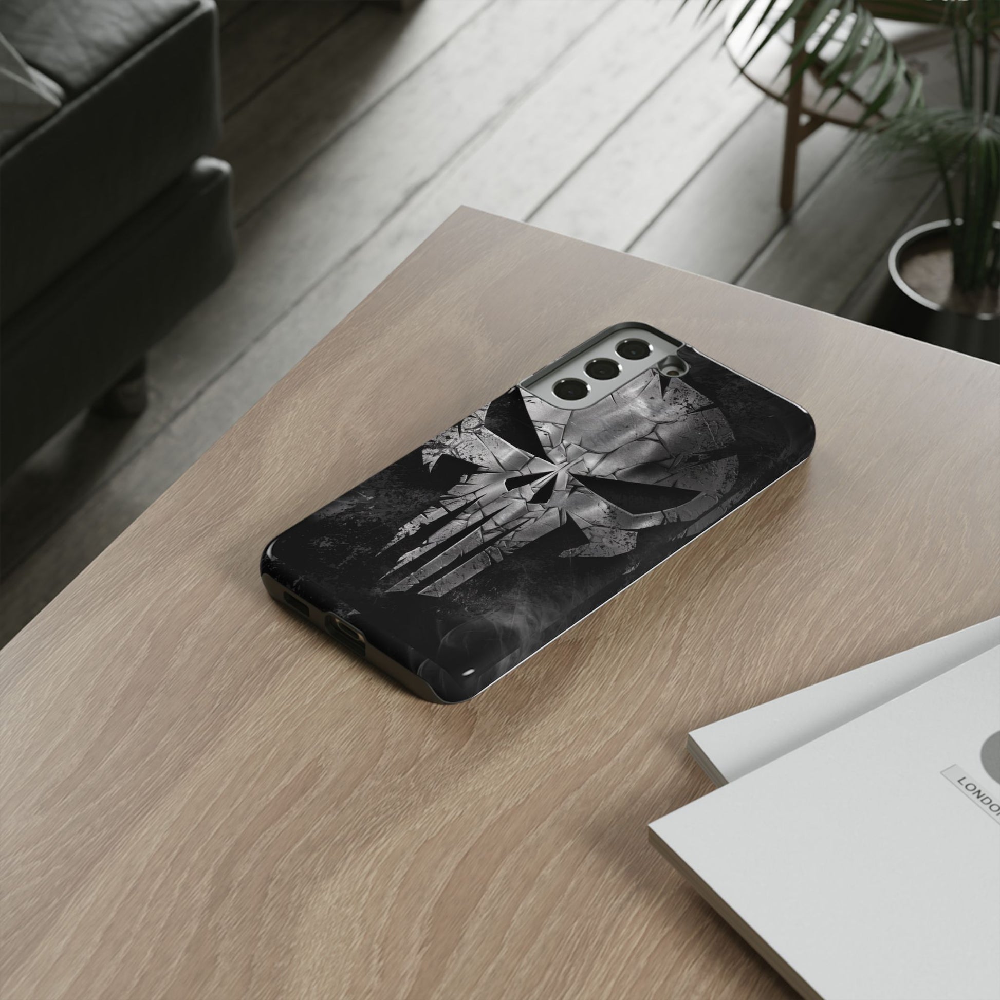 The Punisher Logo Art Tough Cases for iPhones, Samsung, and Pixel