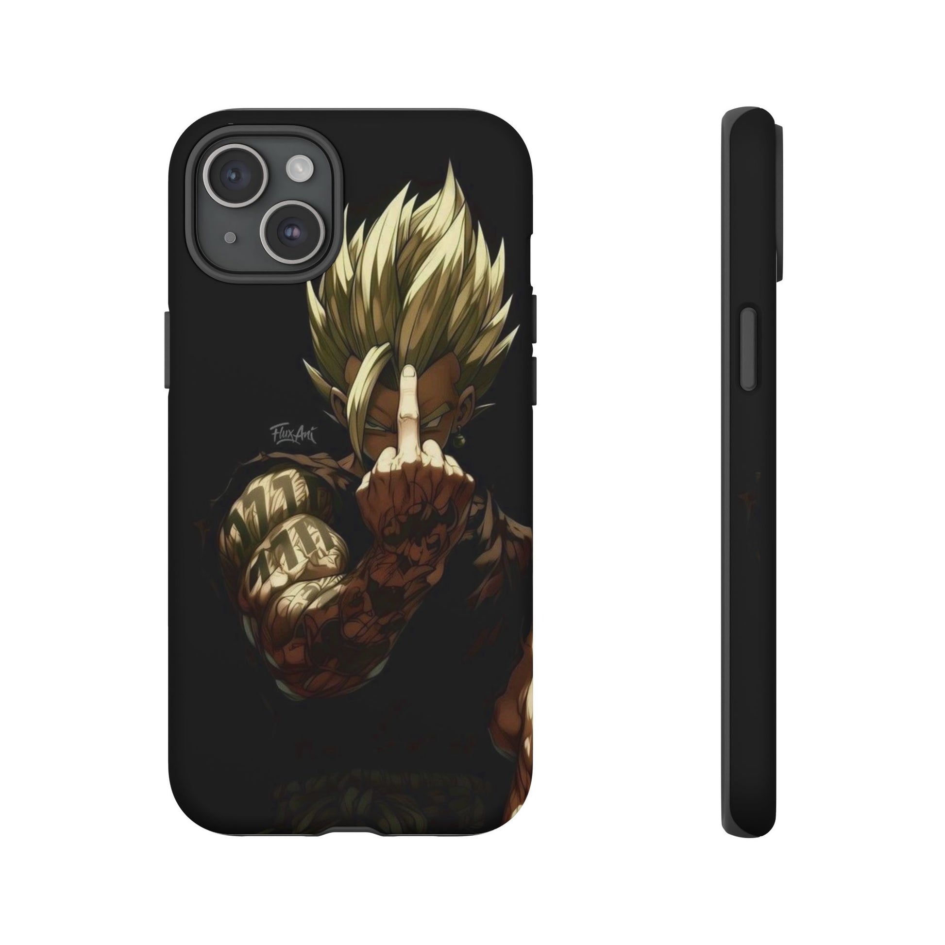Middle Finger SS Goku Dragon Ball Z Tough Cases for iPhones, Samsung, and Pixel
