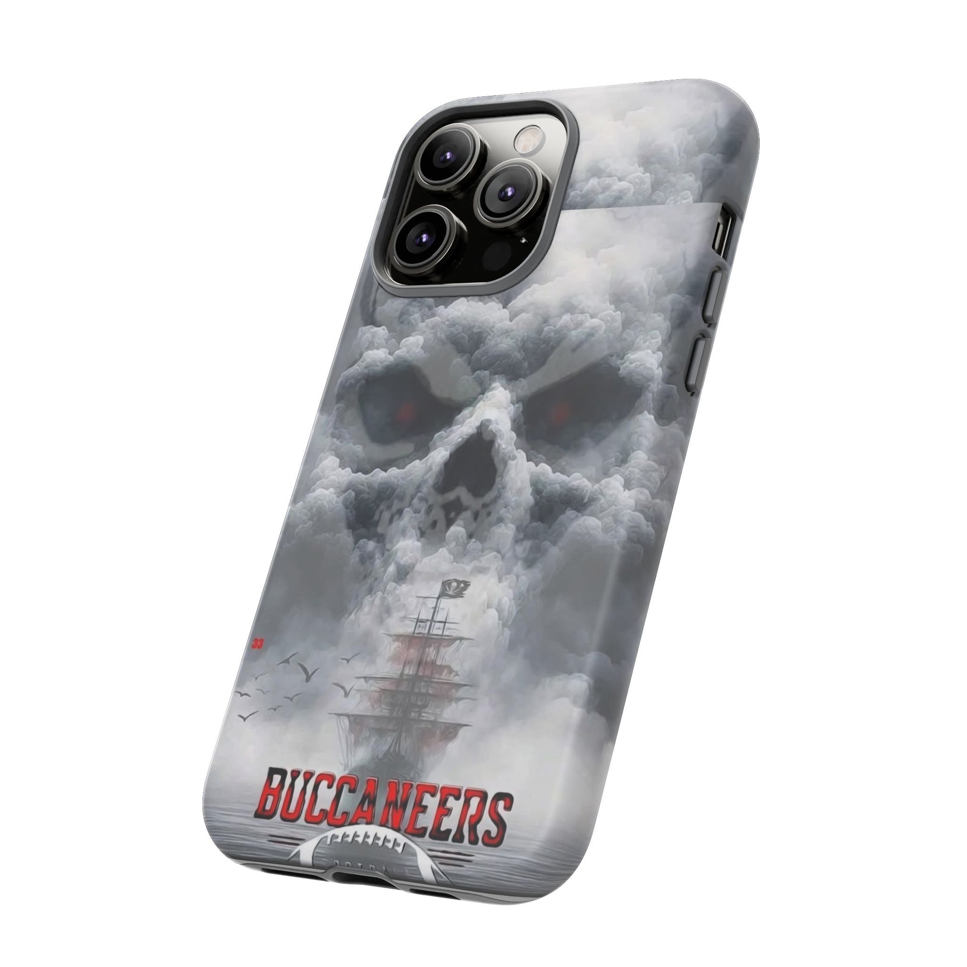 Skull Pirate Ship Football Buccaneers Tough Cases for iPhones, Samsung, and Pixel