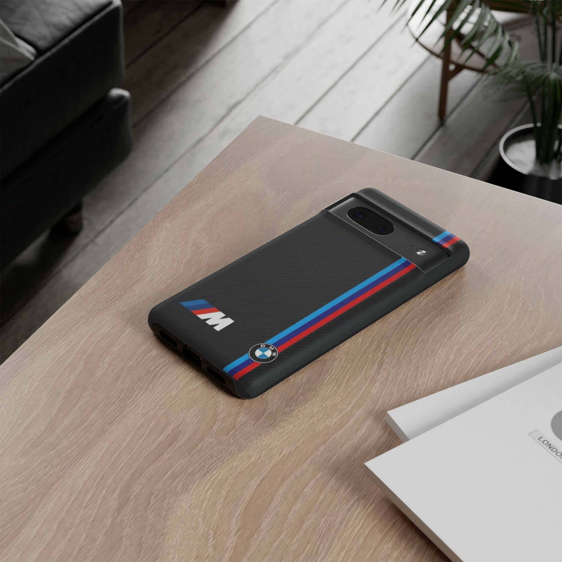 BMW M Stripes Carbon Fiber Design Tough Cases for iPhones, Samsung, and Pixel