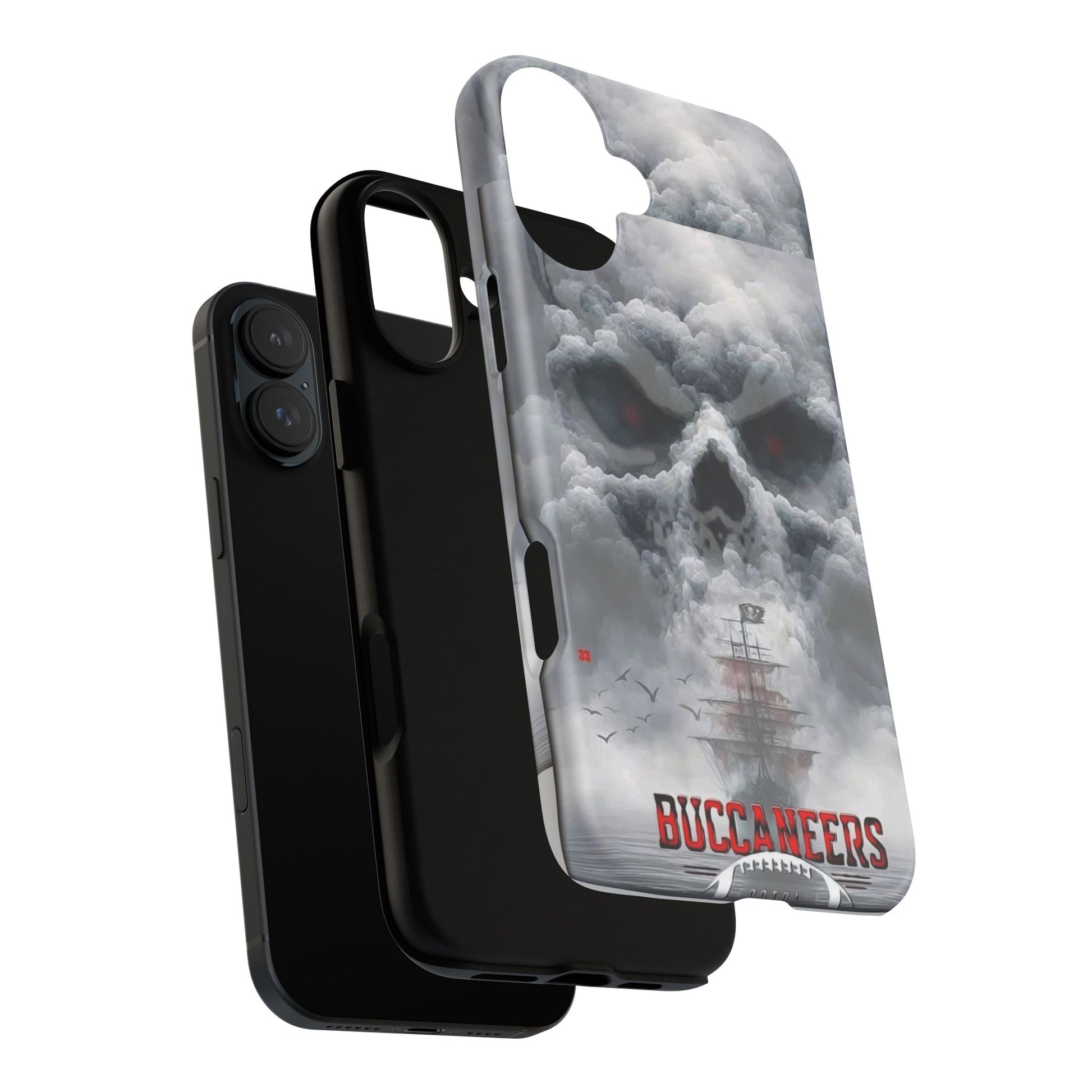 Skull Pirate Ship Football Buccaneers Tough Cases for iPhones, Samsung, and Pixel