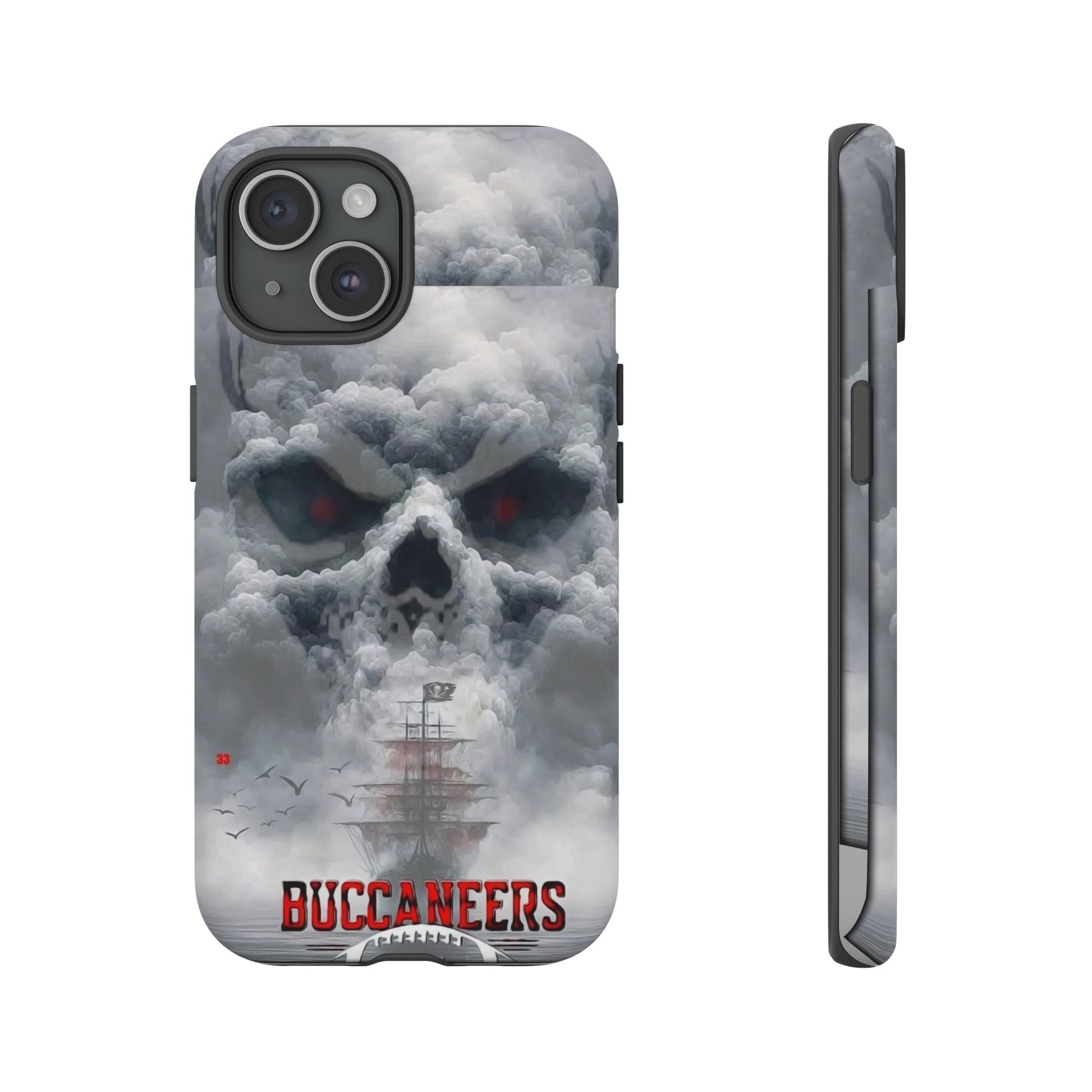 Skull Pirate Ship Football Buccaneers Tough Cases for iPhones, Samsung, and Pixel