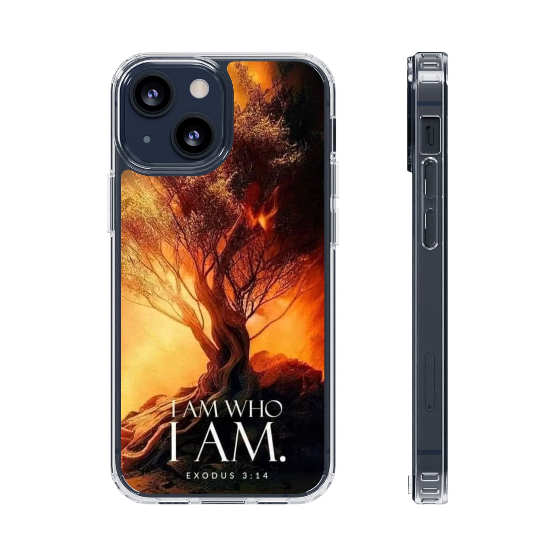 Phone Case, I Am Who I Am Bible Verse Clear Case for Iphone Samsung, Religious