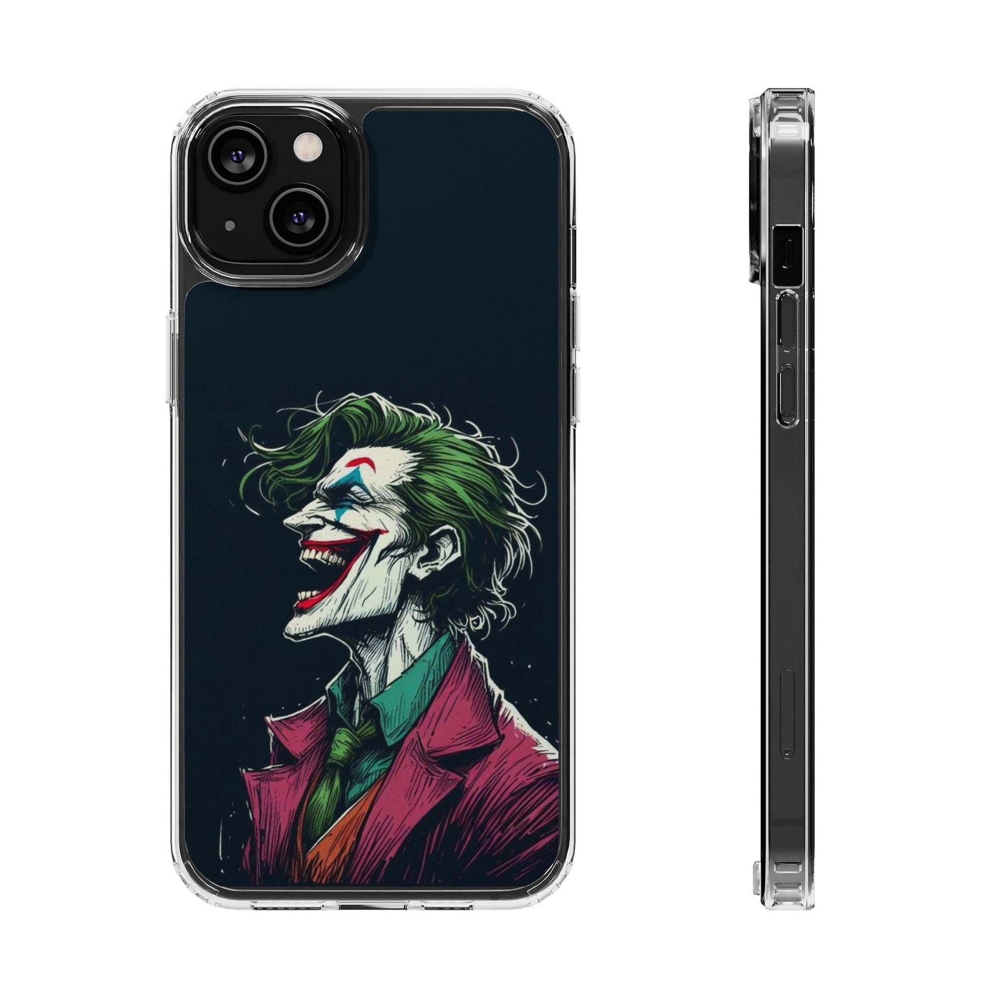 Phone Case, Comic book Inspired Design Joker Laughing, Clear Phone Cover