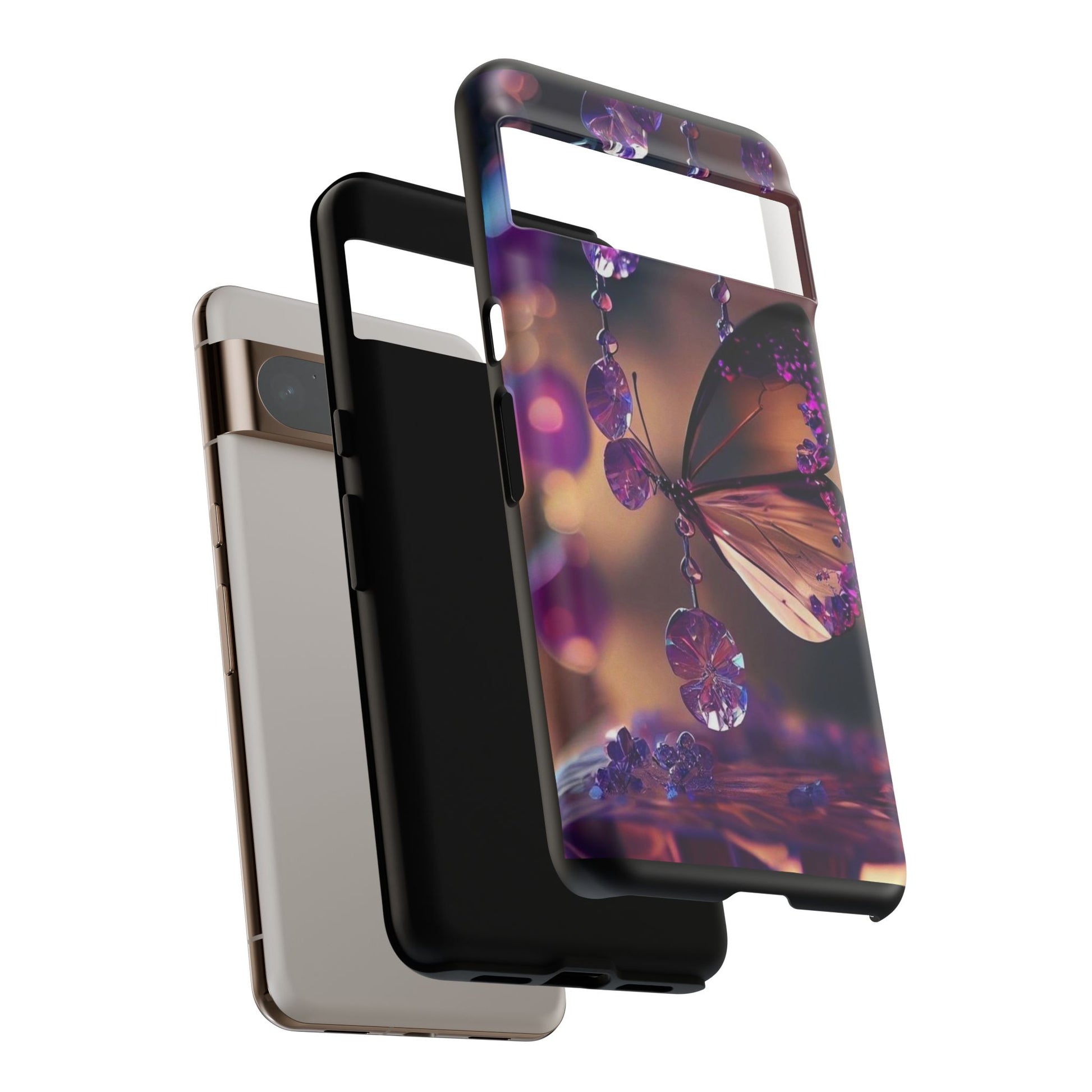 Purple Butterfly Tough Cases for iPhones, Samsung, and Pixel
