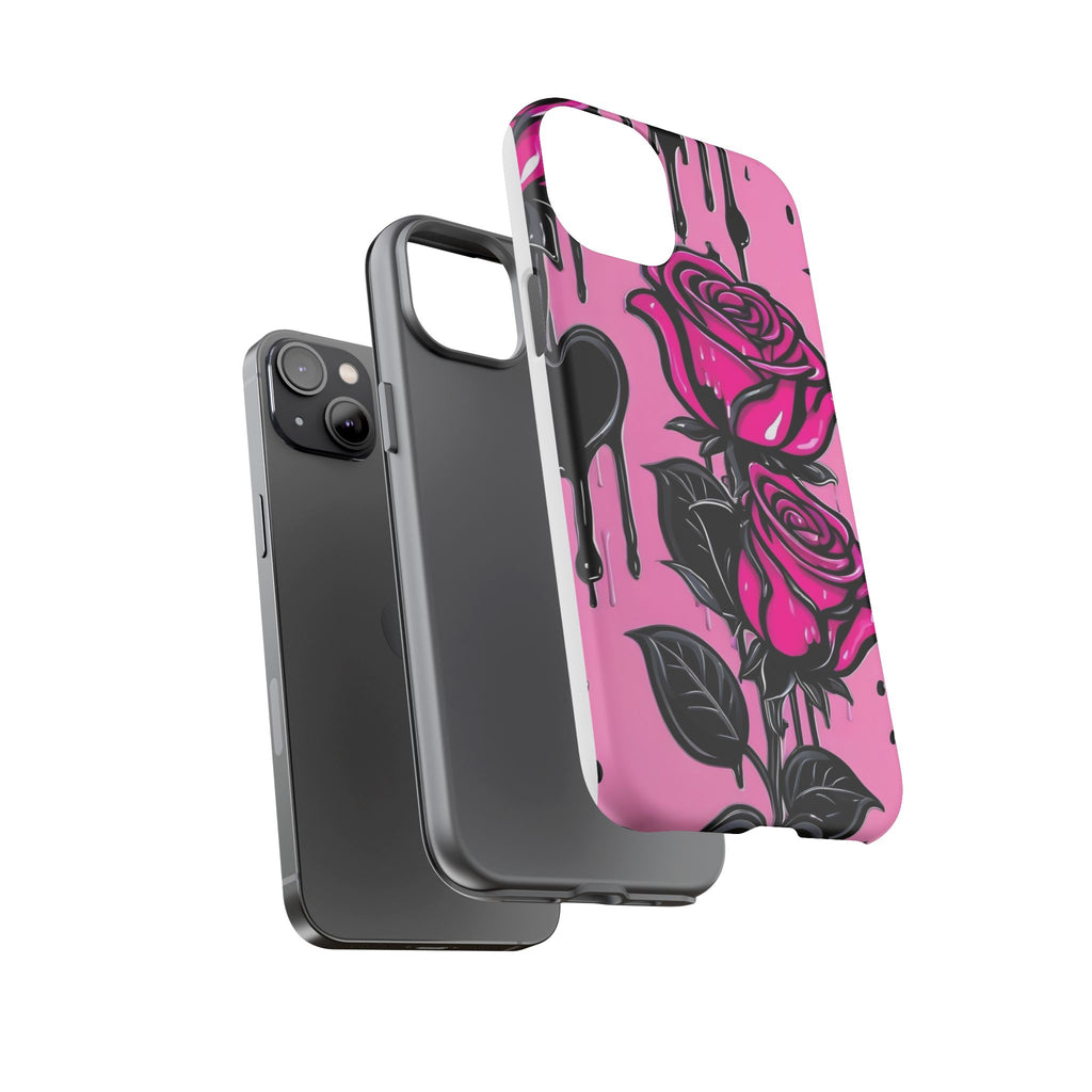 Pink Rose Tough Girly Cases for iPhones, Samsung, and Pixel