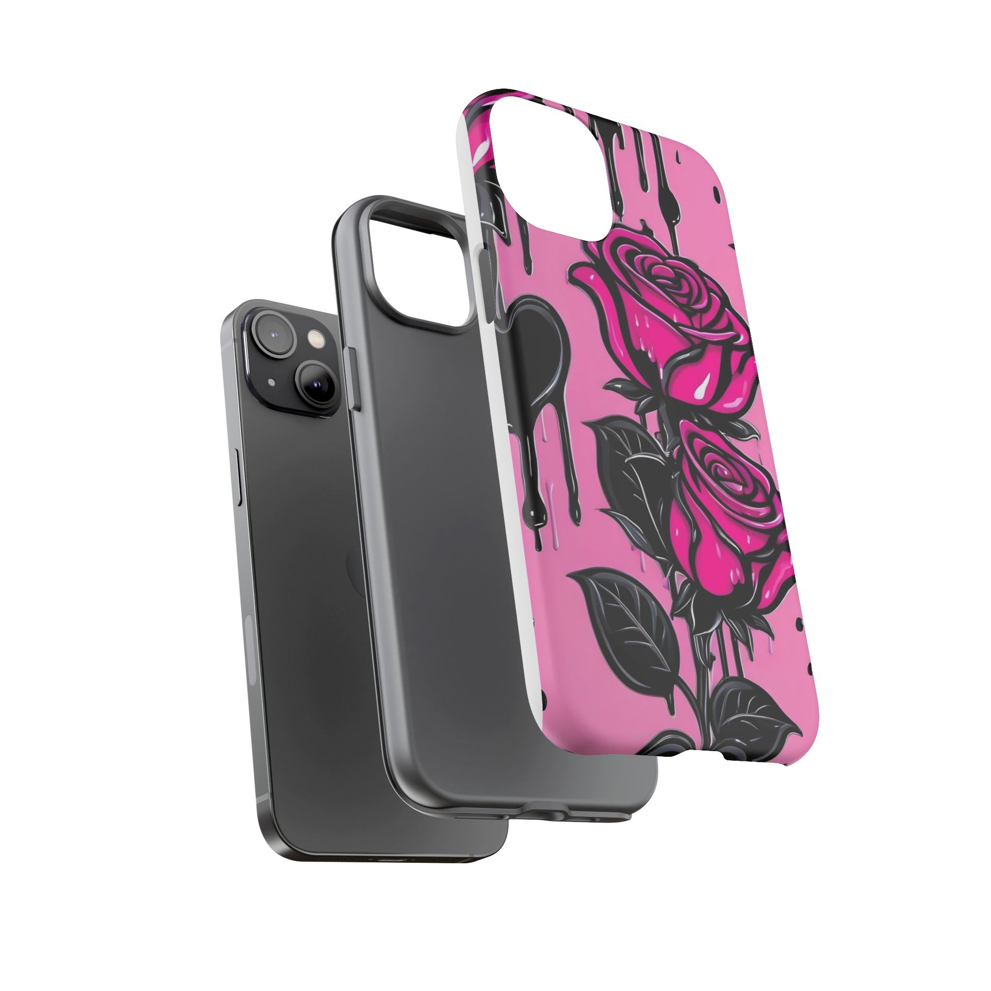 Pink Rose Tough Girly Cases for iPhones, Samsung, and Pixel