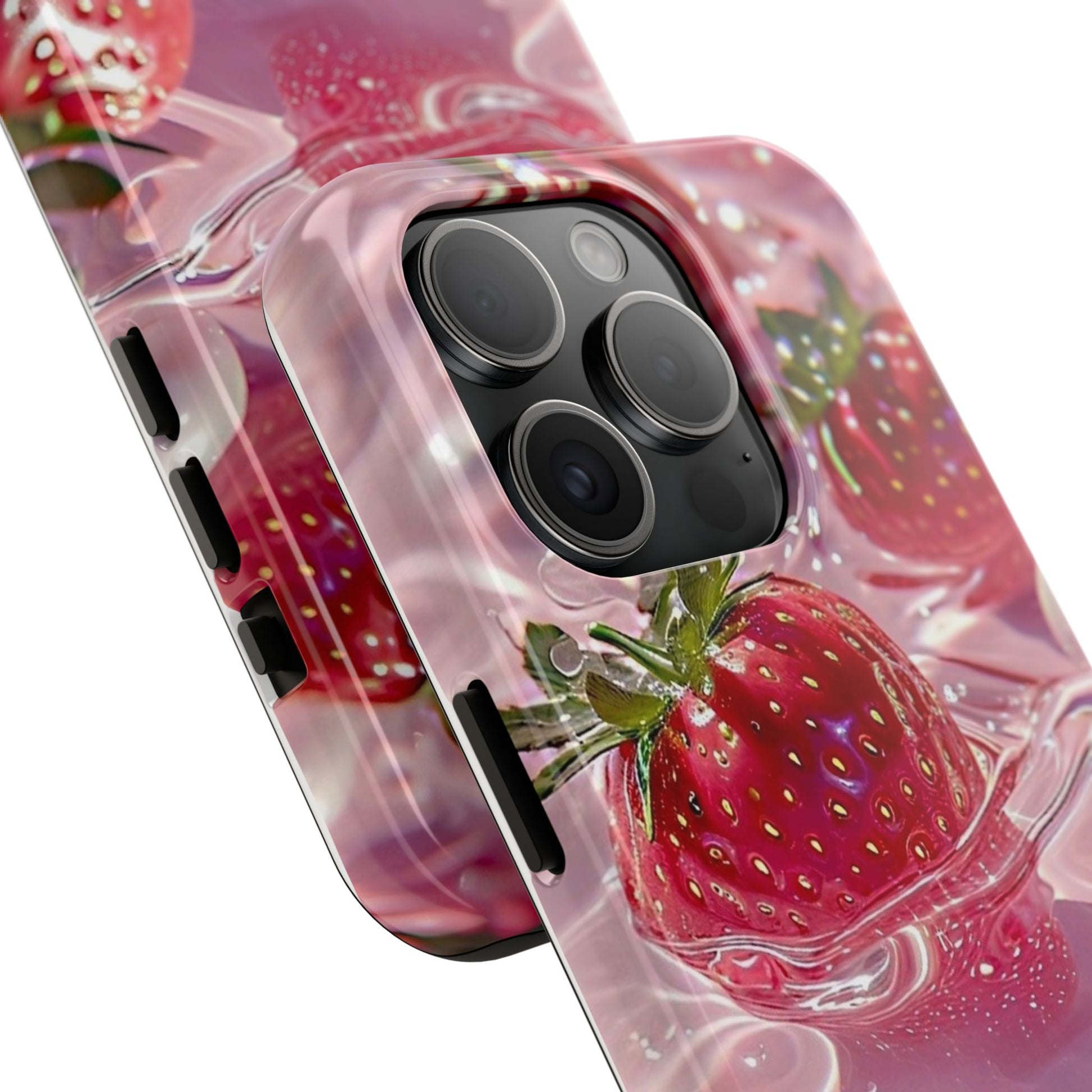 Floating Strawberries Themed Tough Phone Cases for Iphones & Samsung Phones
