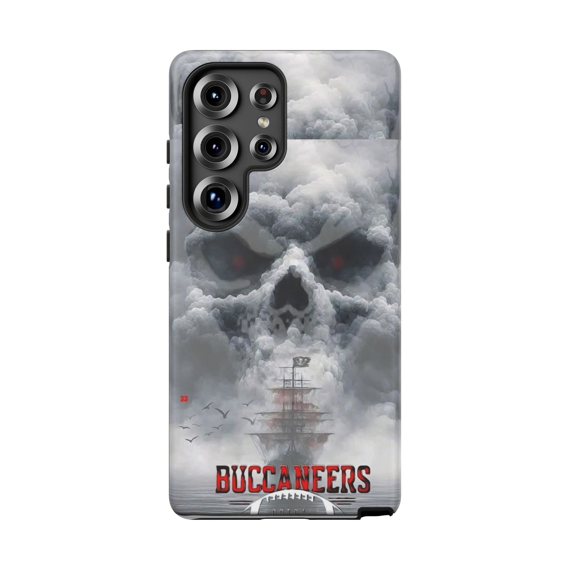 Skull Pirate Ship Football Buccaneers Tough Cases for iPhones, Samsung, and Pixel