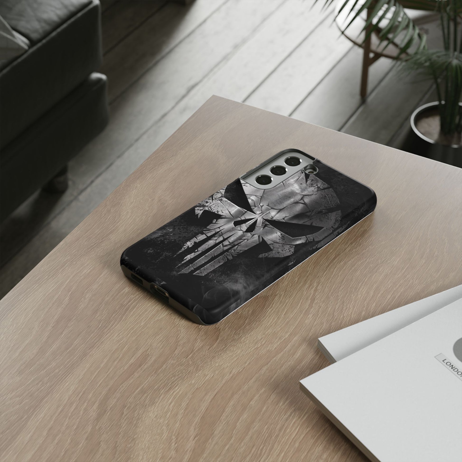 The Punisher Logo Art Tough Cases for iPhones, Samsung, and Pixel