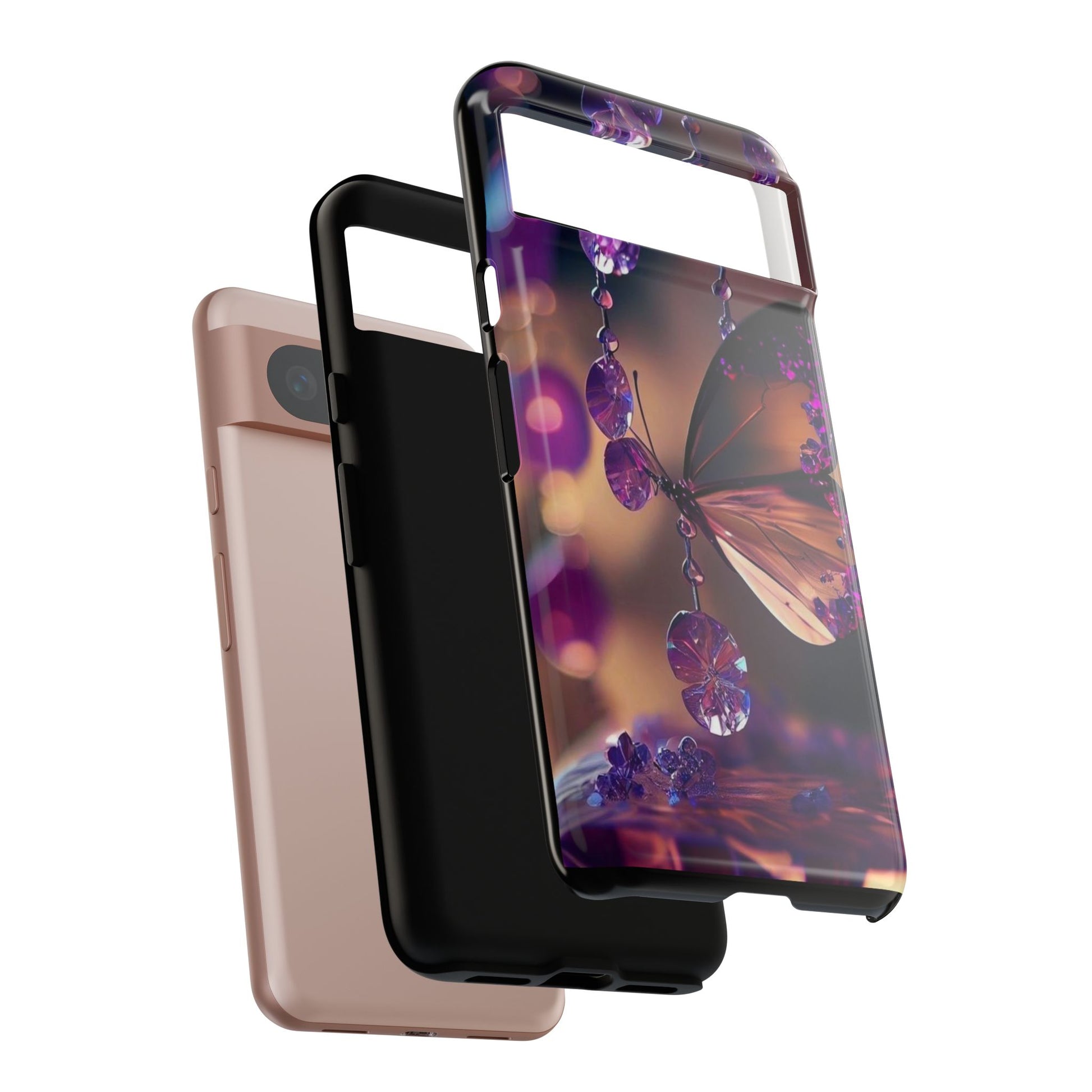 Purple Butterfly Tough Cases for iPhones, Samsung, and Pixel
