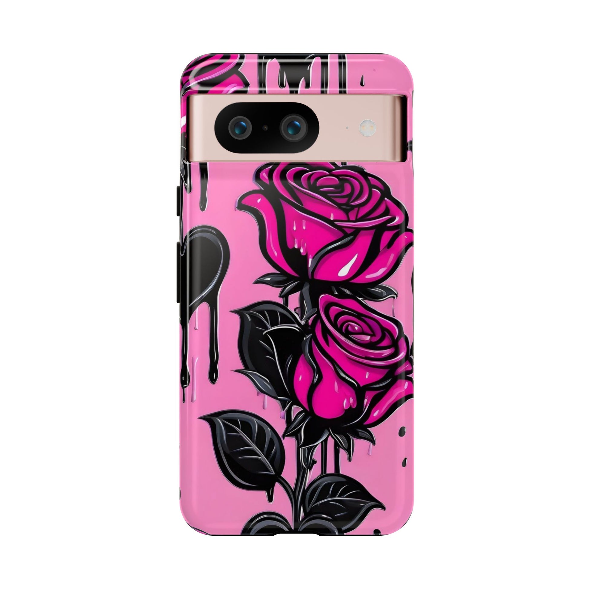 Pink Rose Tough Girly Cases for iPhones, Samsung, and Pixel