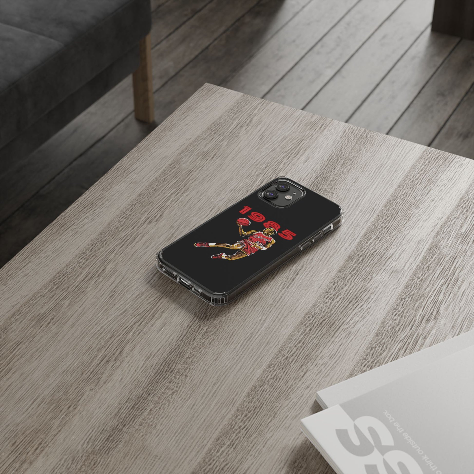 1985 Jordan Slam Dunk themed Basketball Inspired design Clear Phone Cases
