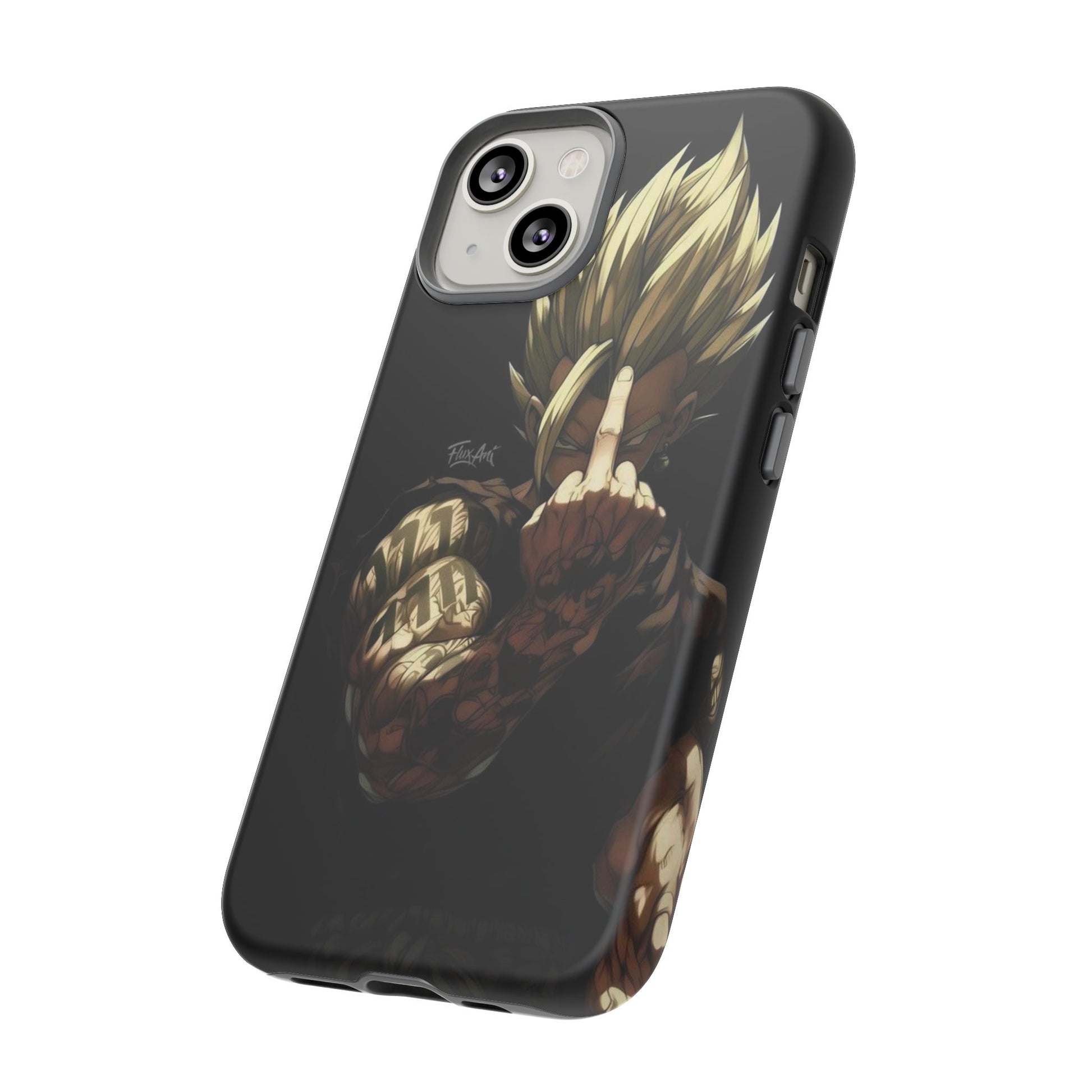 Middle Finger SS Goku Dragon Ball Z Tough Cases for iPhones, Samsung, and Pixel