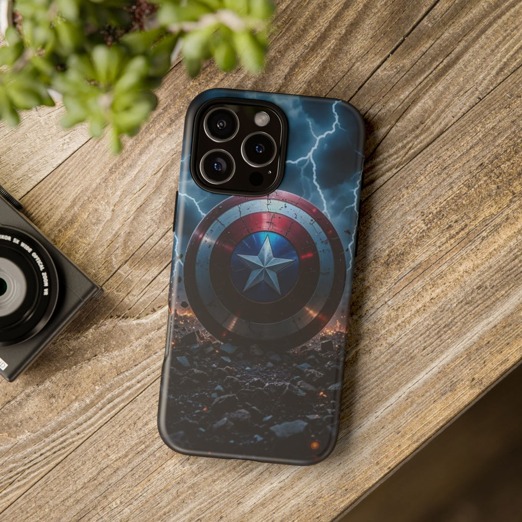 Captain America Shield Tough Cases for iPhones, Samsung, and Pixel