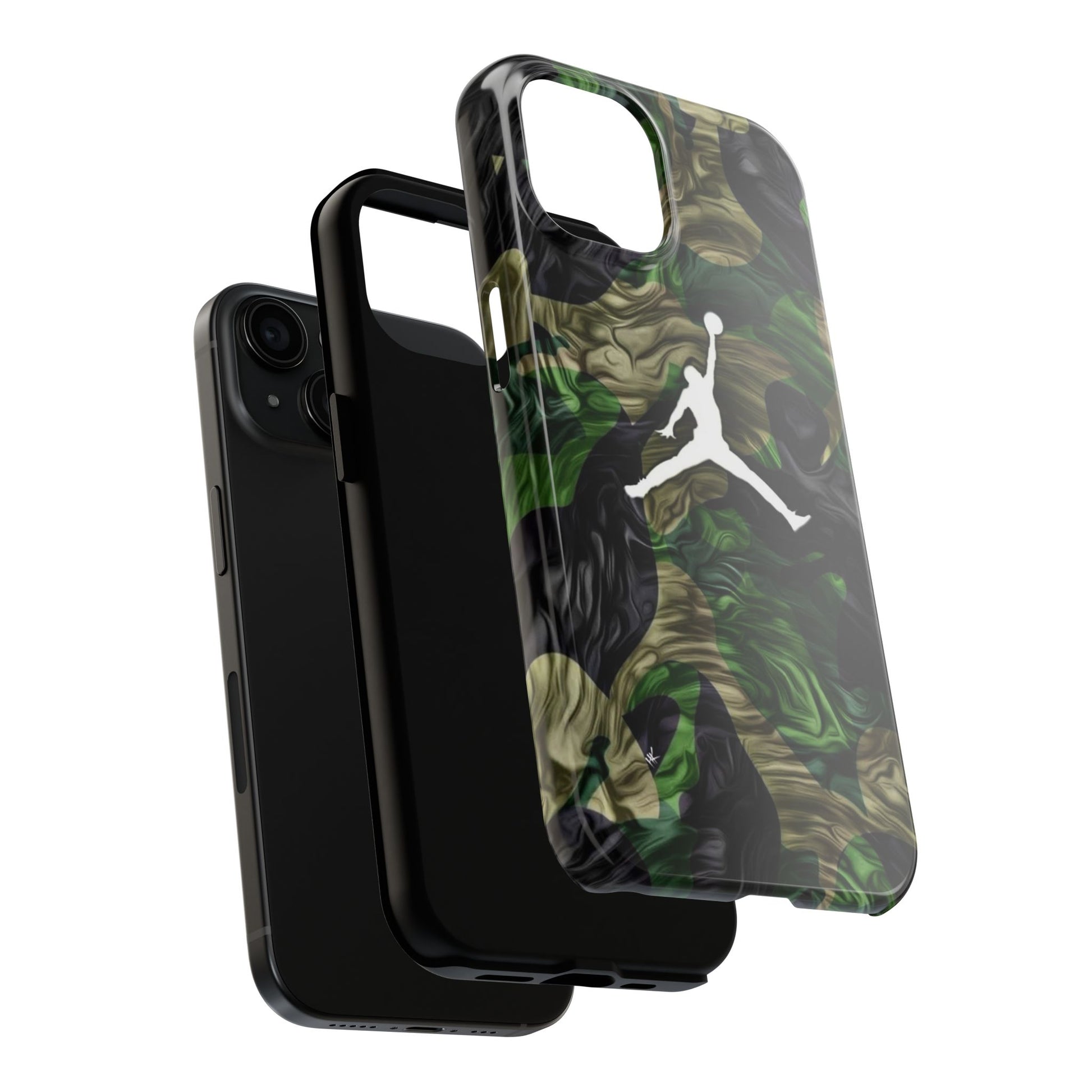 Green camouflage Jumpman Theme Phone Cases for Iphones & Samsung Phones