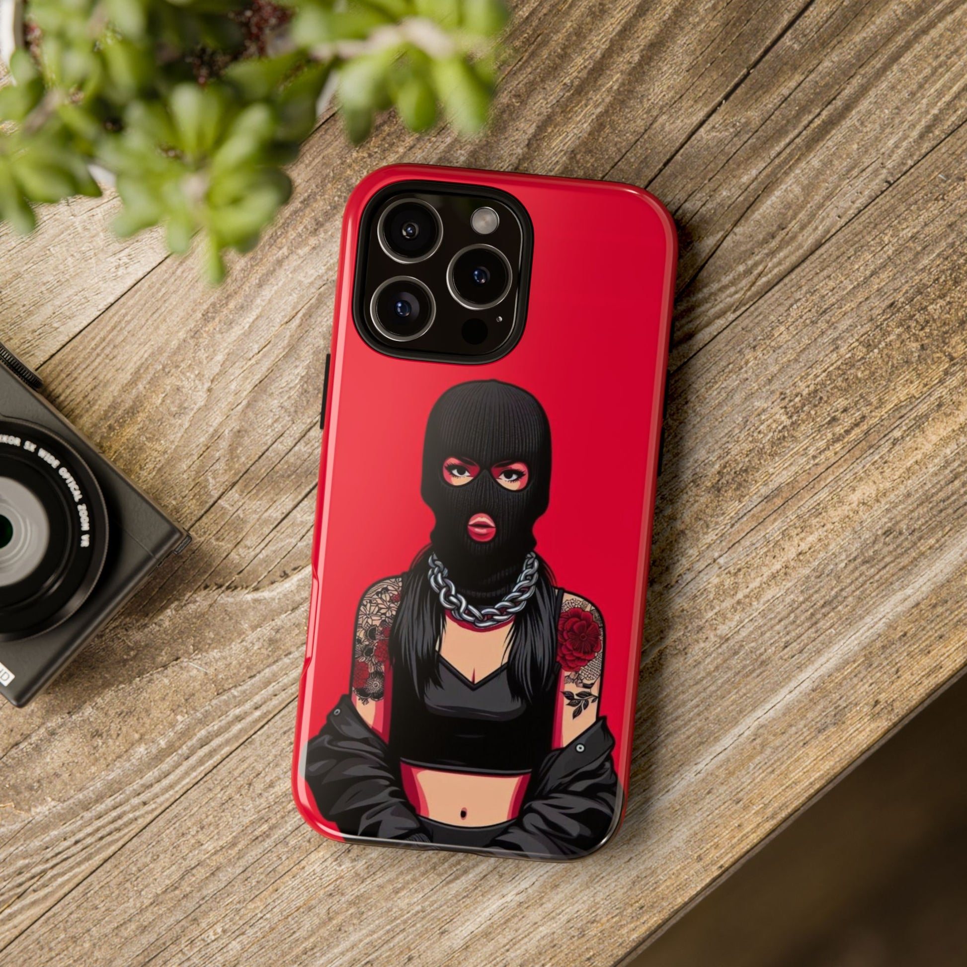 Thug Girl Red Design Tough Cases for iPhones, Samsung, and Pixel
