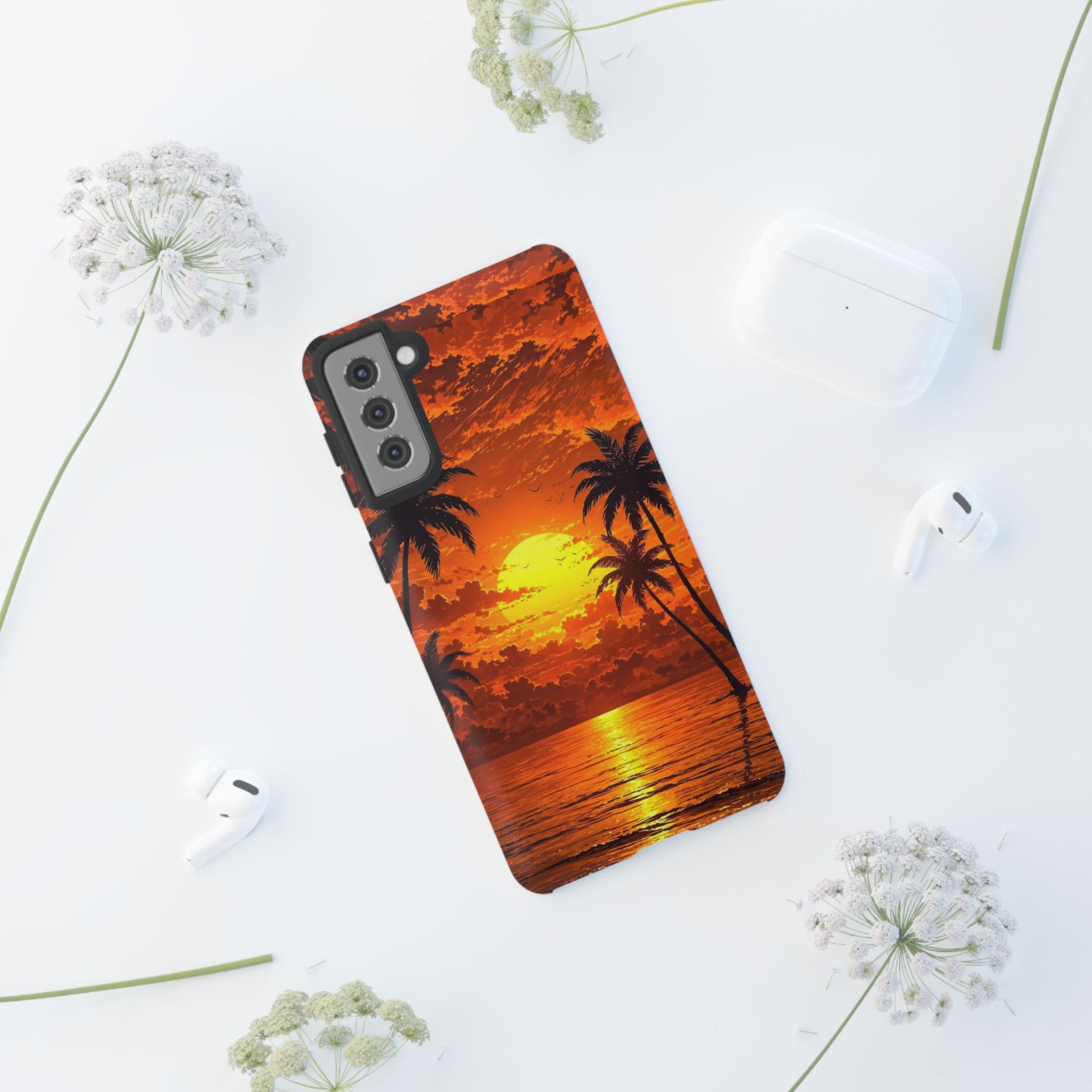 Beautiful Beach Sunset Tough Cases for iPhones, Samsung, and Pixel
