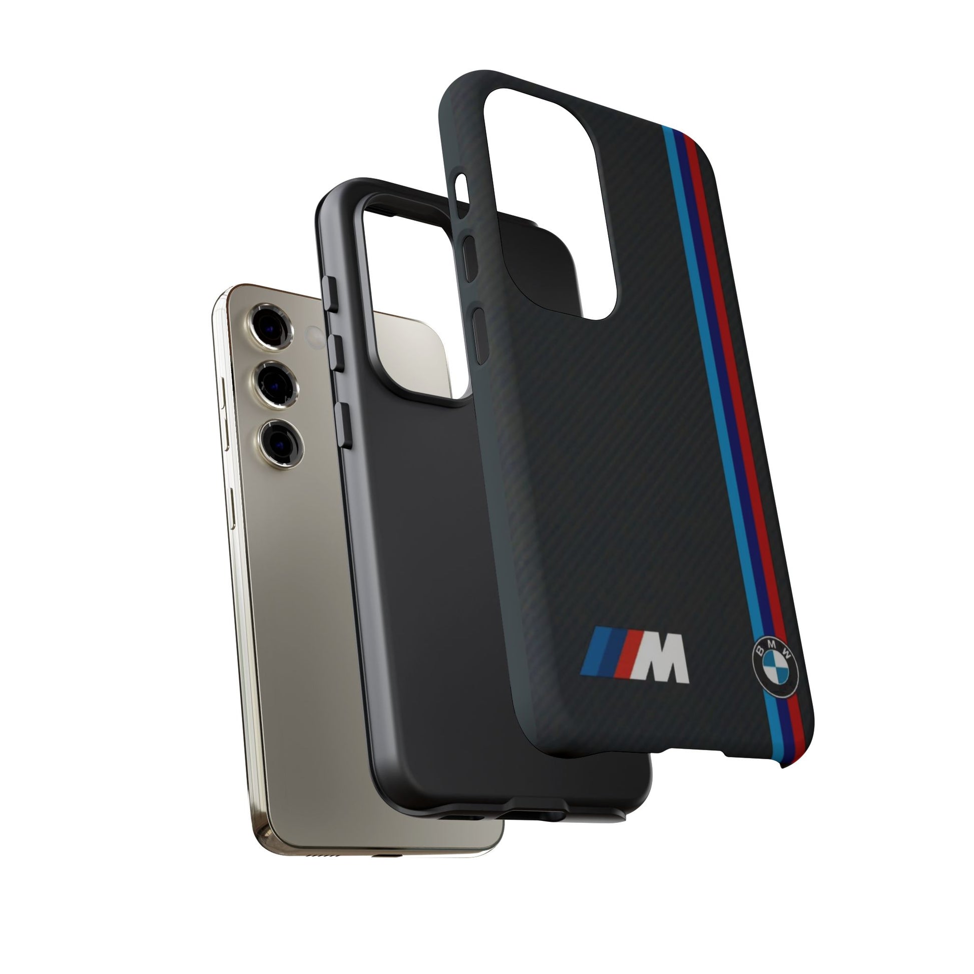 BMW M Stripes Carbon Fiber Design Tough Cases for iPhones, Samsung, and Pixel