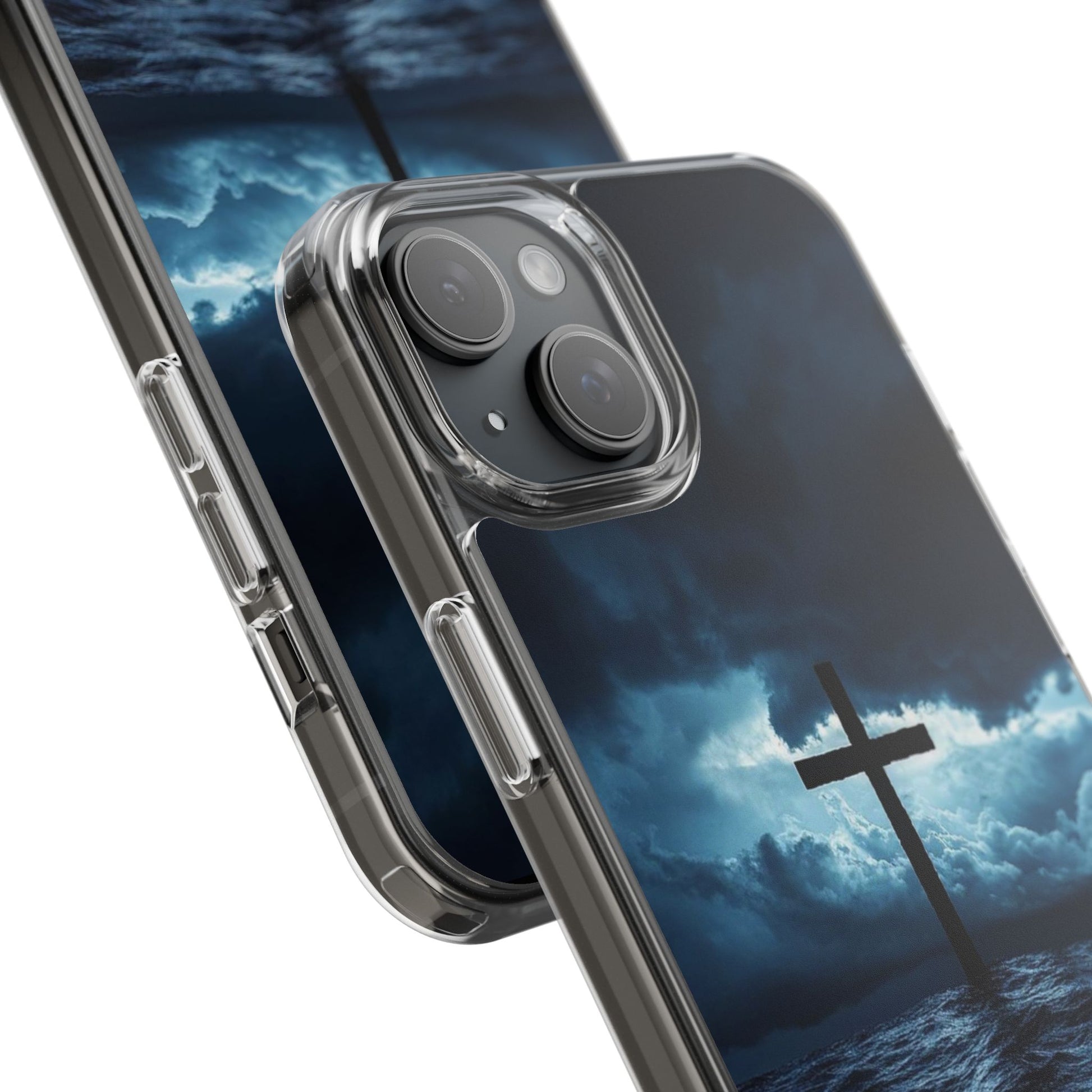 Christian Cross Storm Clear Case - Religious iPhone Samsung Cover, Faith Phone