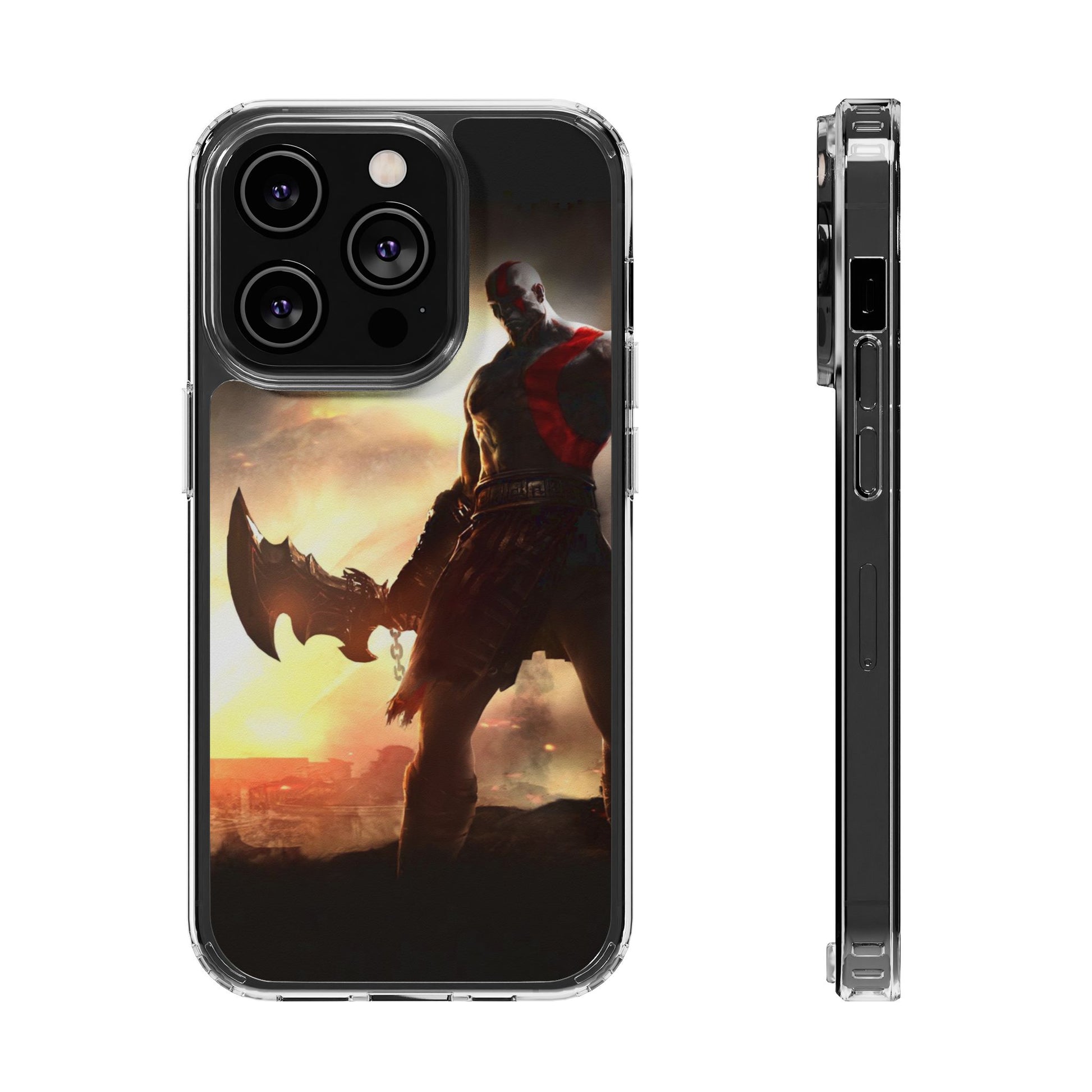 Phone Case, Gaming Inspired War God Clear Case for Gamers, PS4 Fans,