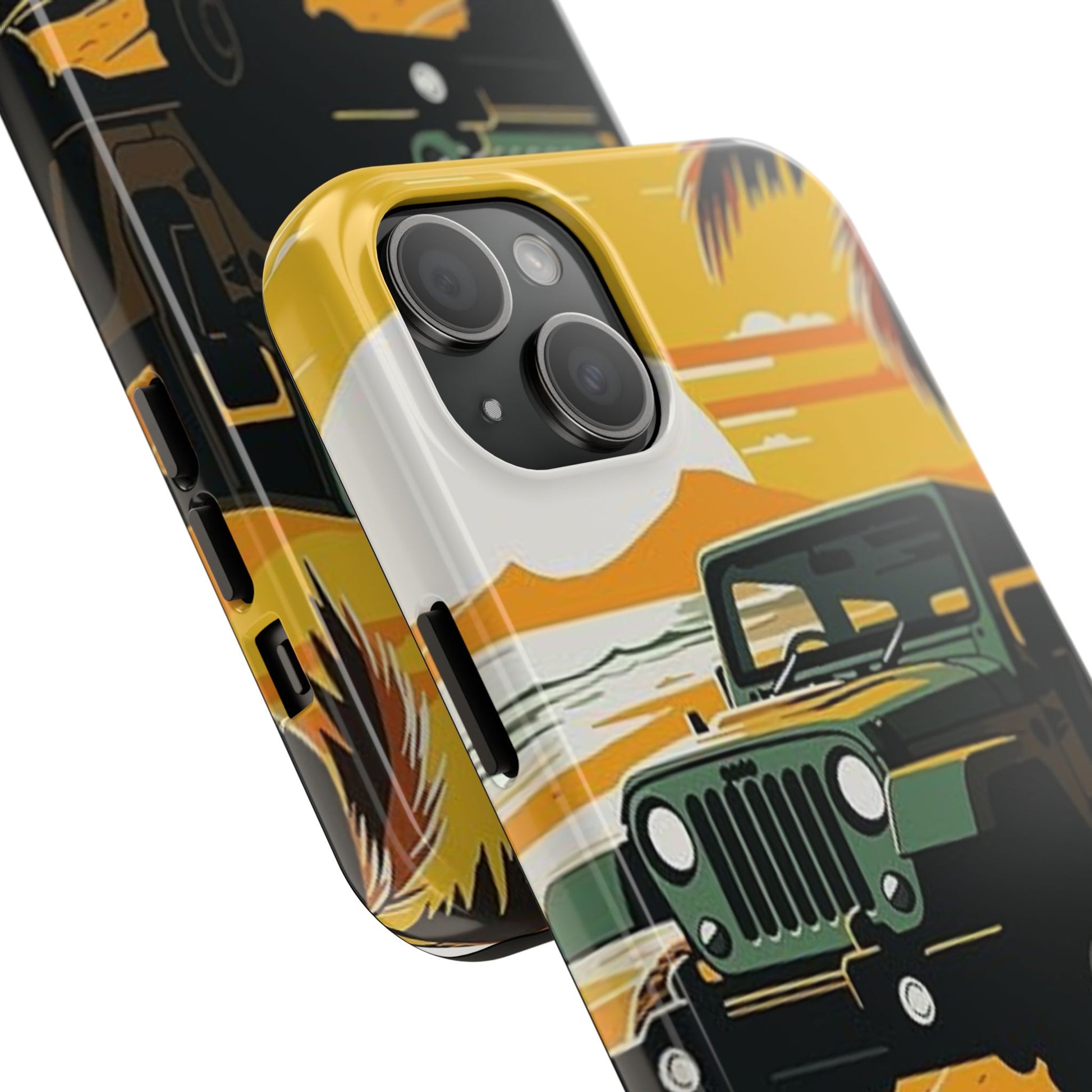 Jeep on Beach Artistic Tough Phone Cases for Iphones & Samsung Phones Durable